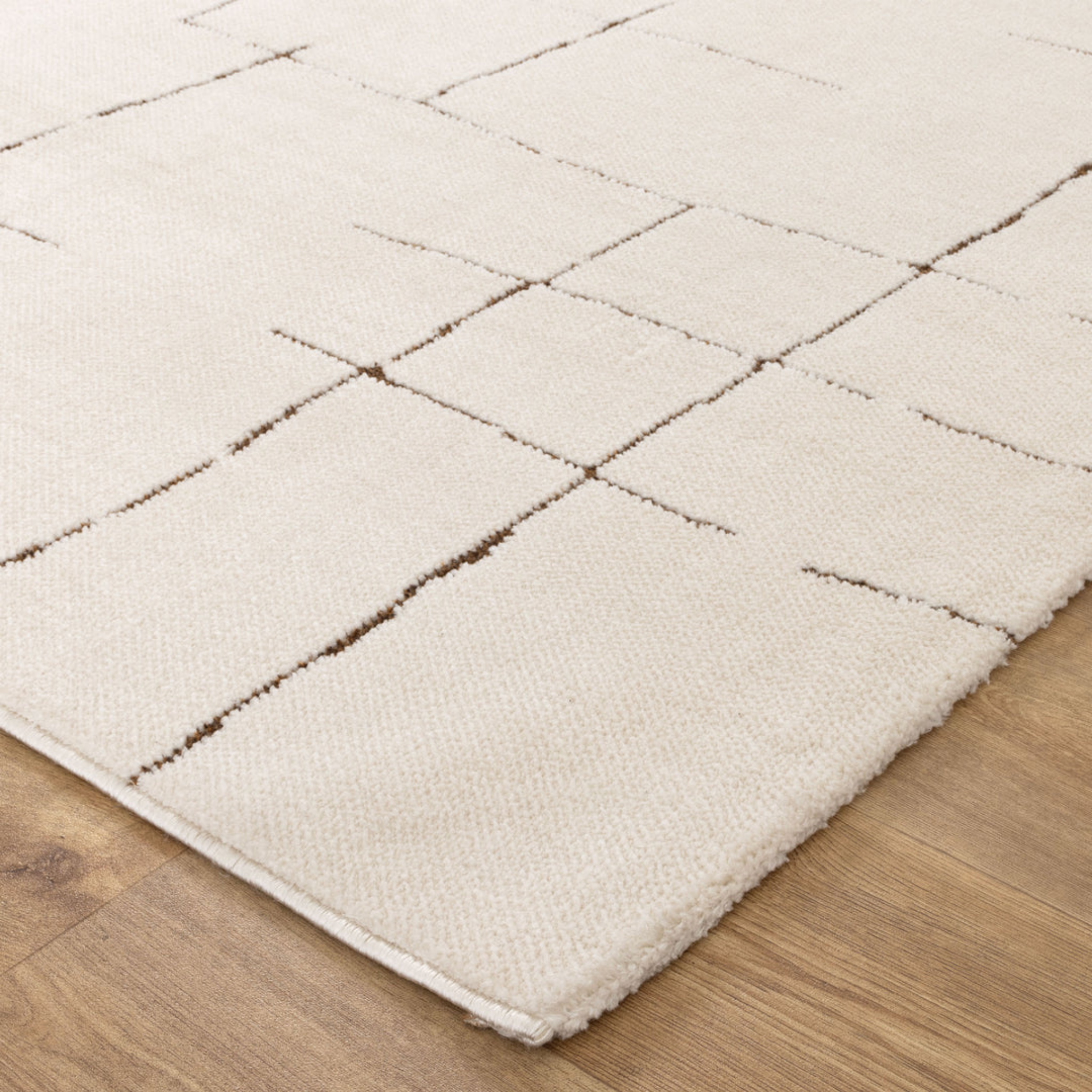 DreamWeaver Lila Abstract Lines Rug, Brown Cream