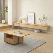 Loft Japandi Floating Entertainment Unit, 320cm, Natural Wood