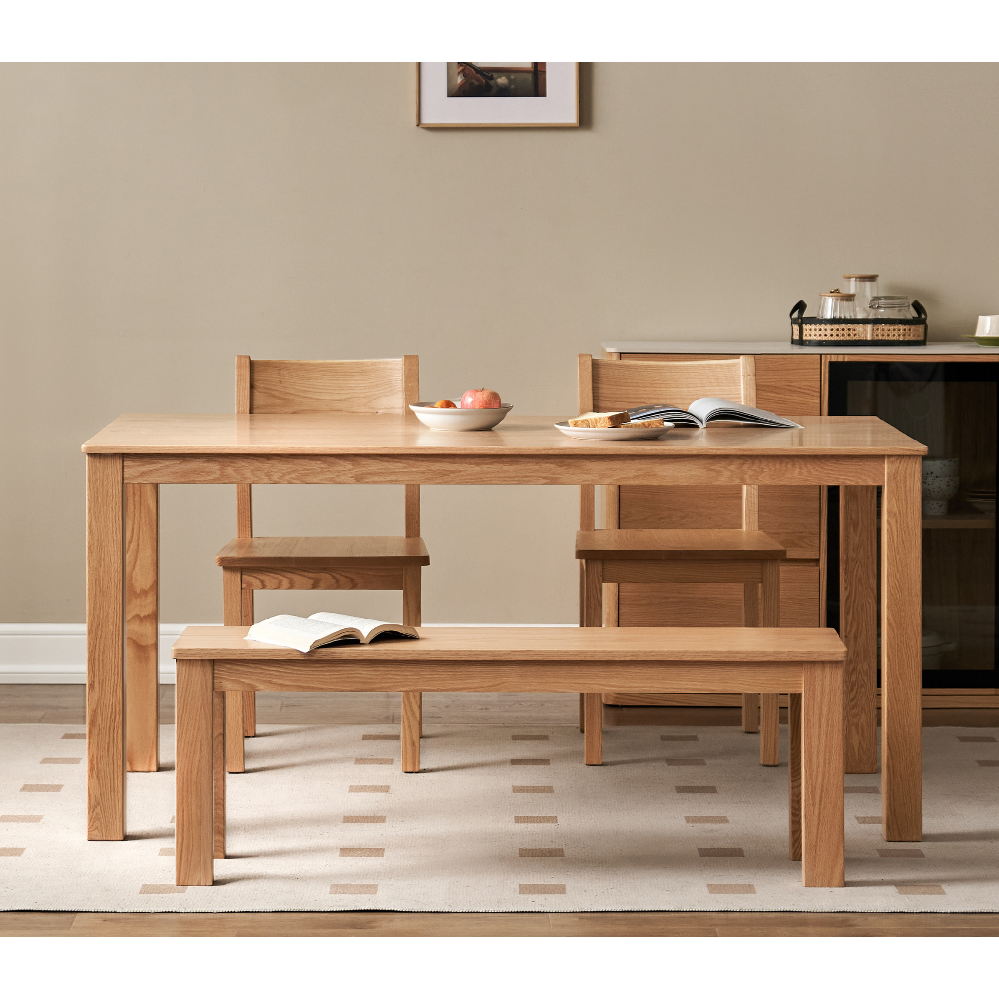 Solidwood Kano Dining Bench, W140cm, Oak