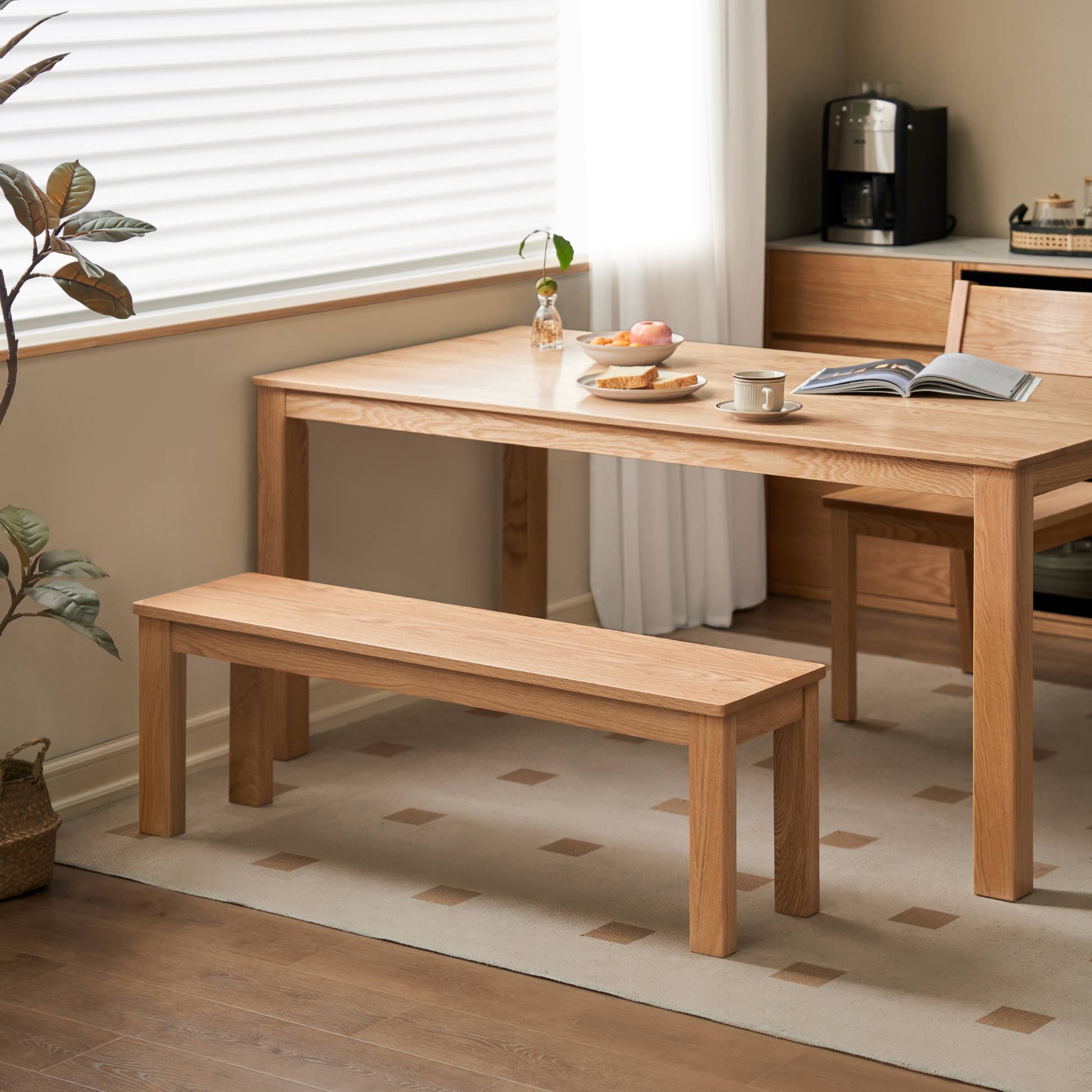Solidwood Kano Dining Bench, W160cm, Oak