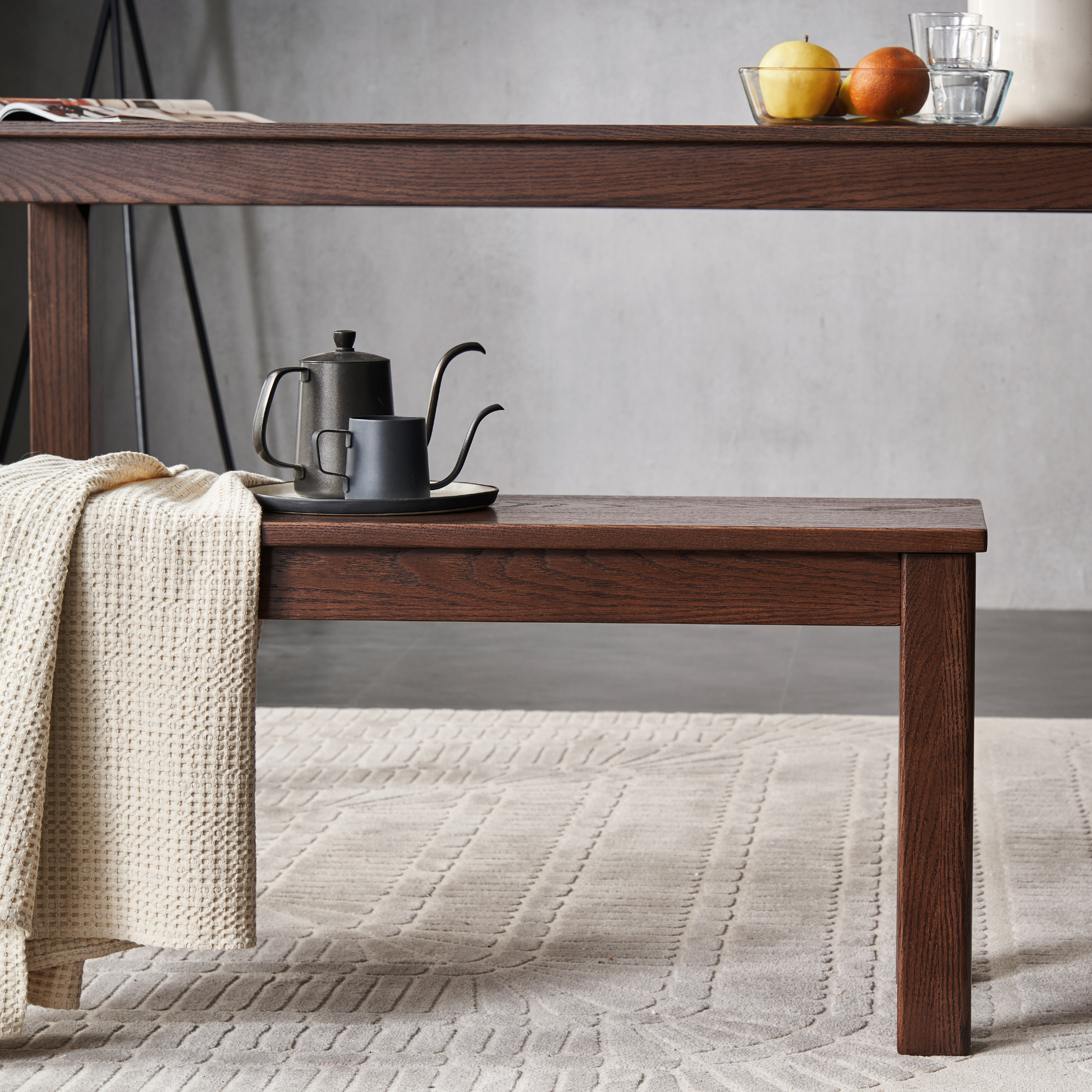 Solidwood Kano Dining Bench, W160cm, Walnut Oak