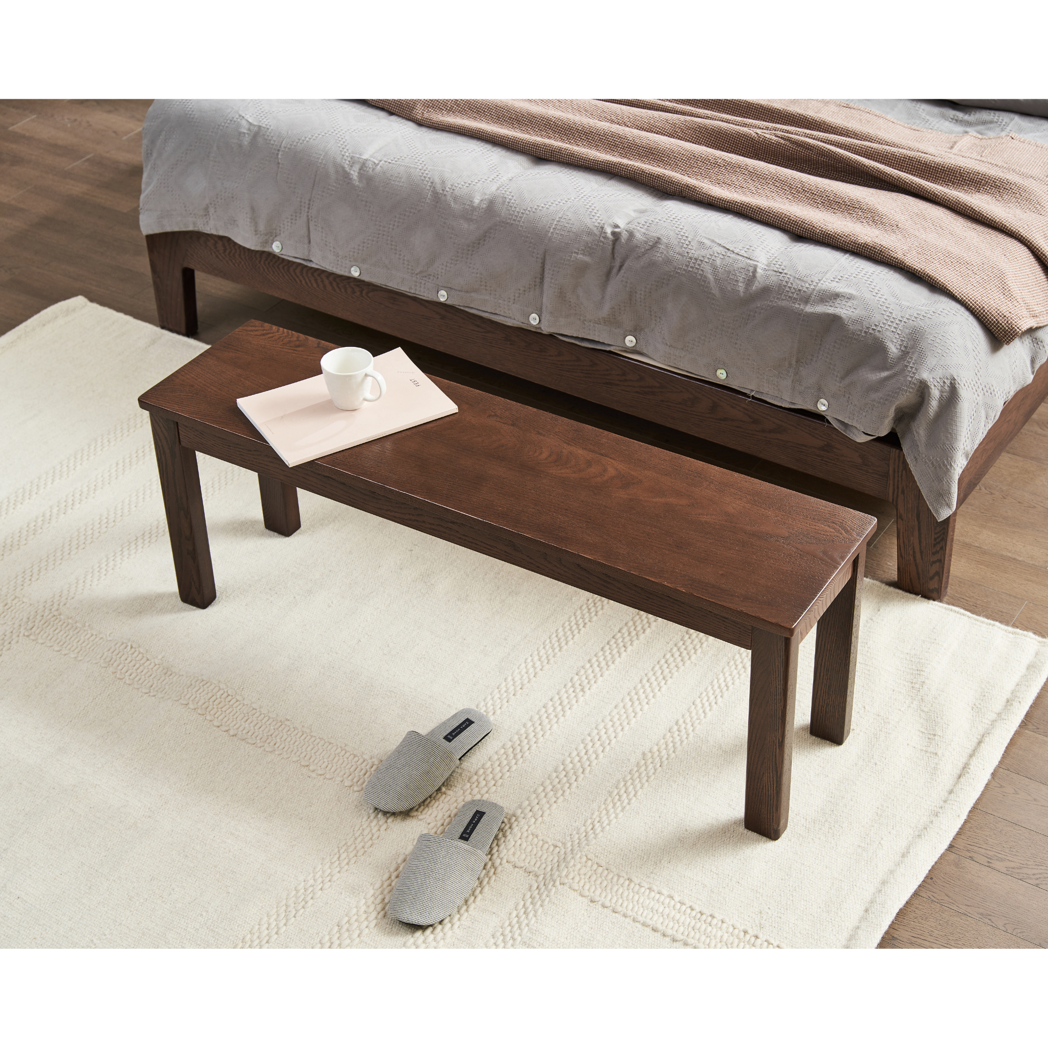 Solidwood Kano Dining Bench, W160cm, Walnut Oak