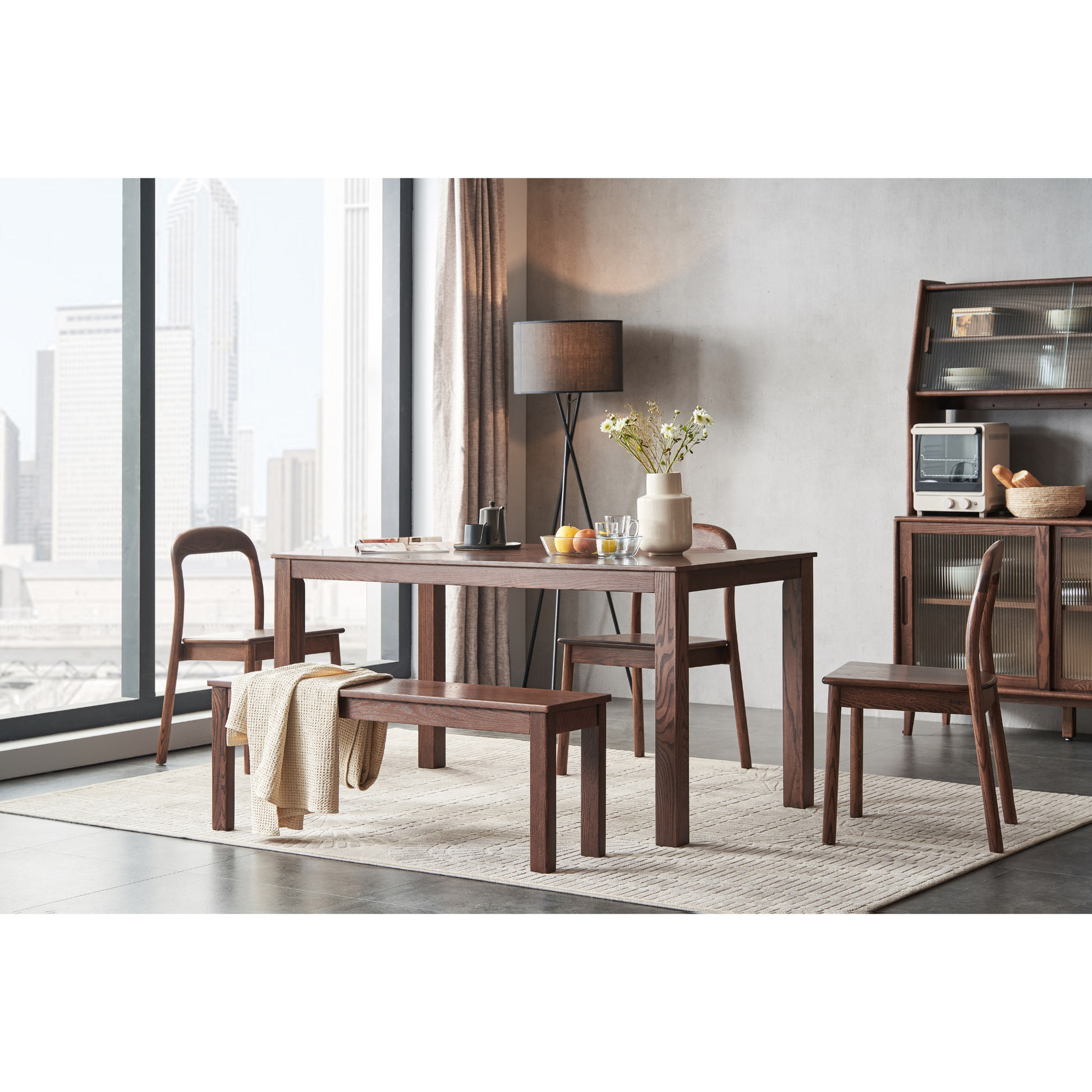 Solidwood Kano Dining Bench, W160cm, Walnut Oak