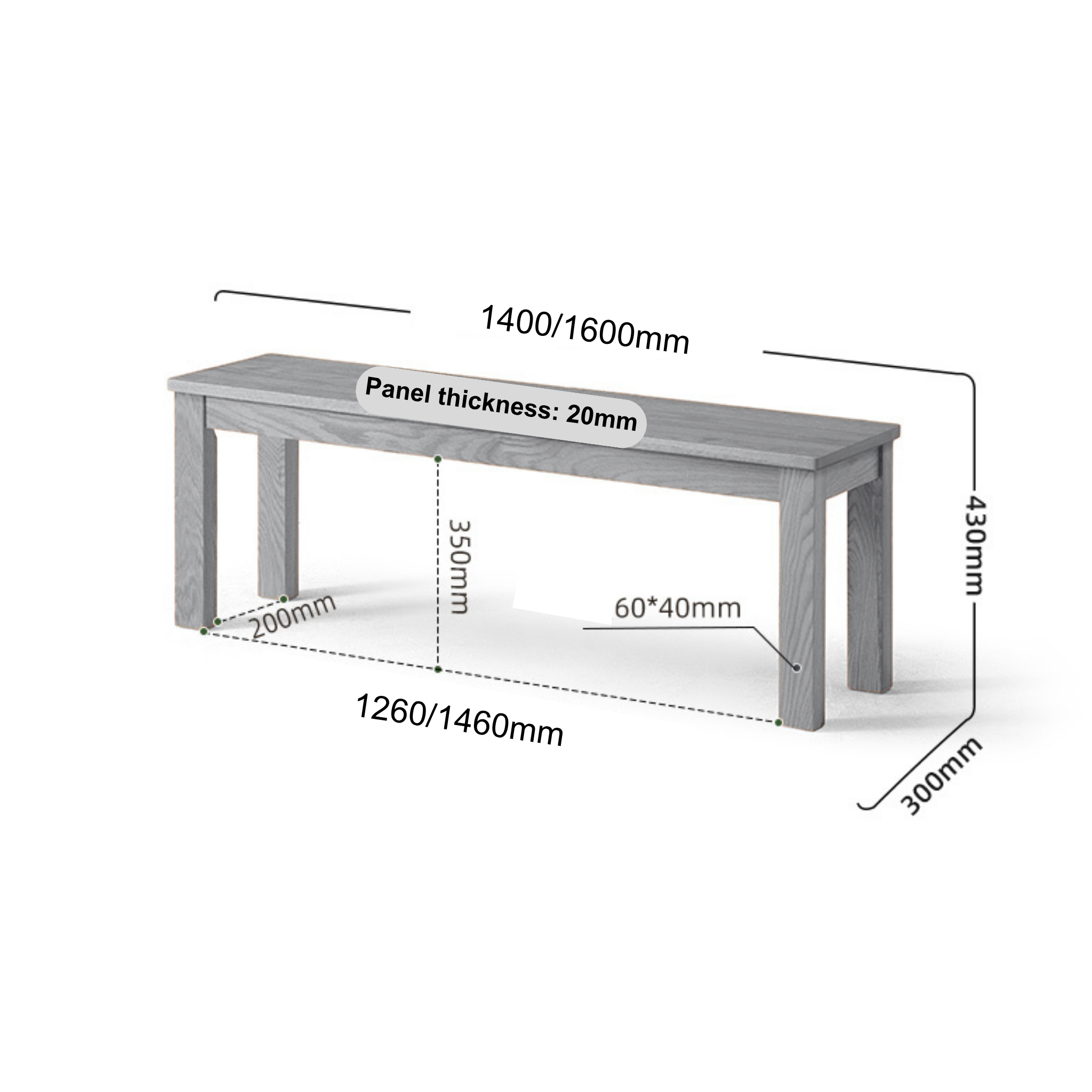 Solidwood Kano Dining Bench, W160cm, Walnut Oak