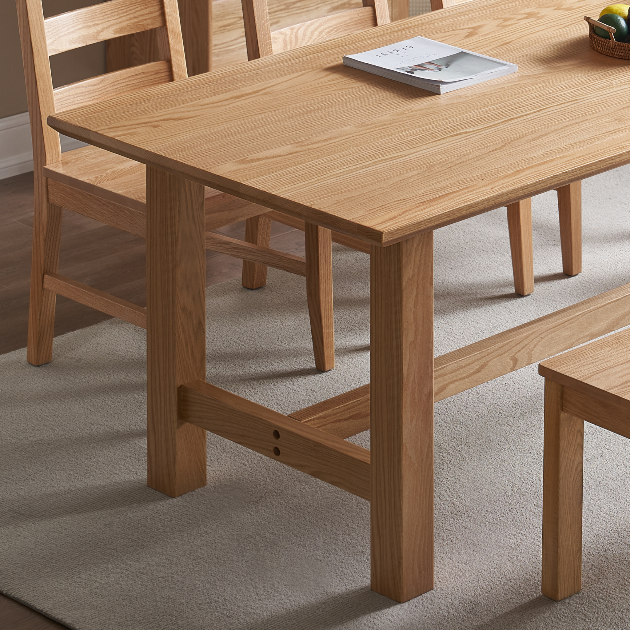 Solidwood Radiant 6-Seater Dining Table, Oak, Natural Wood