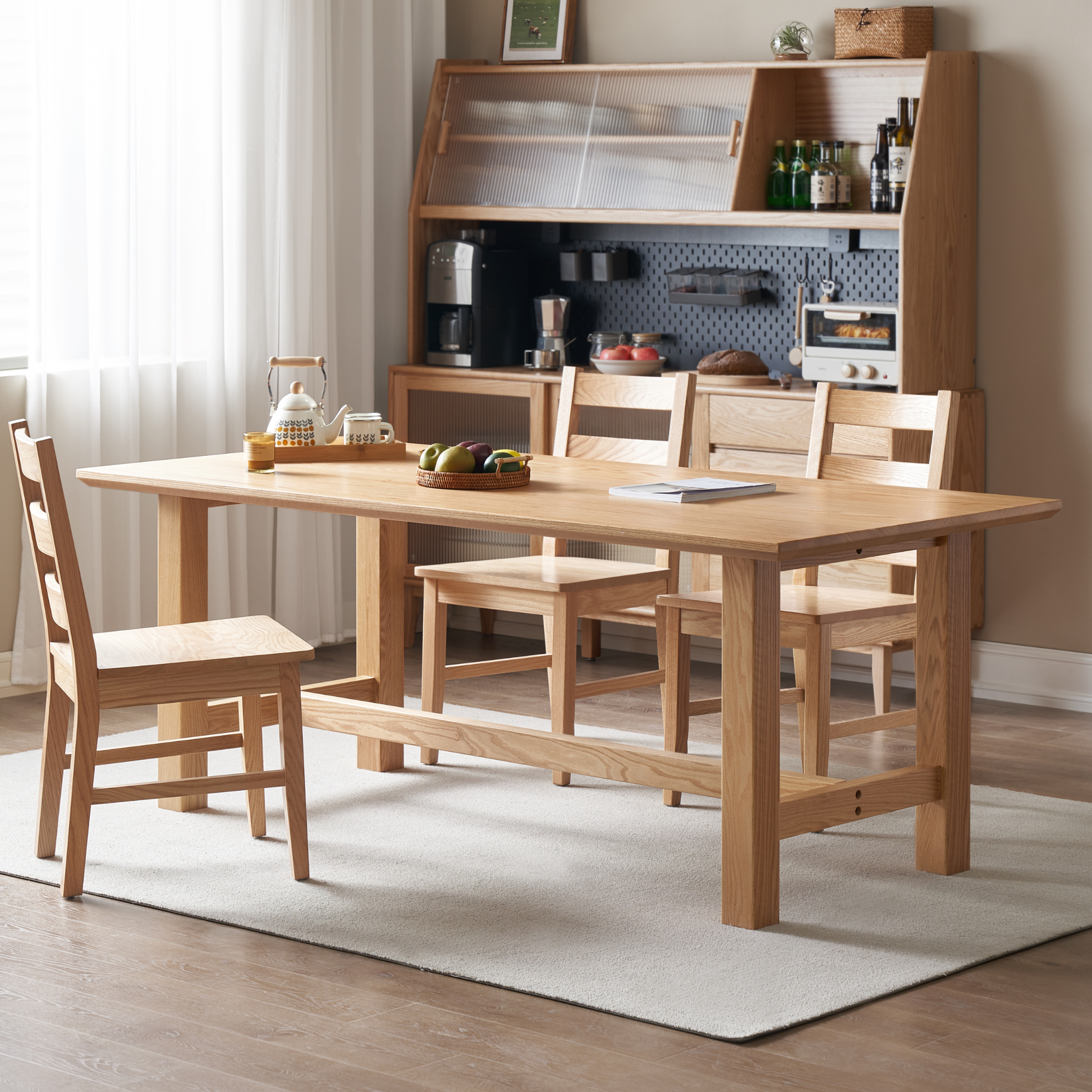 Solidwood Radiant 6-Seater Dining Table, Oak, Natural Wood