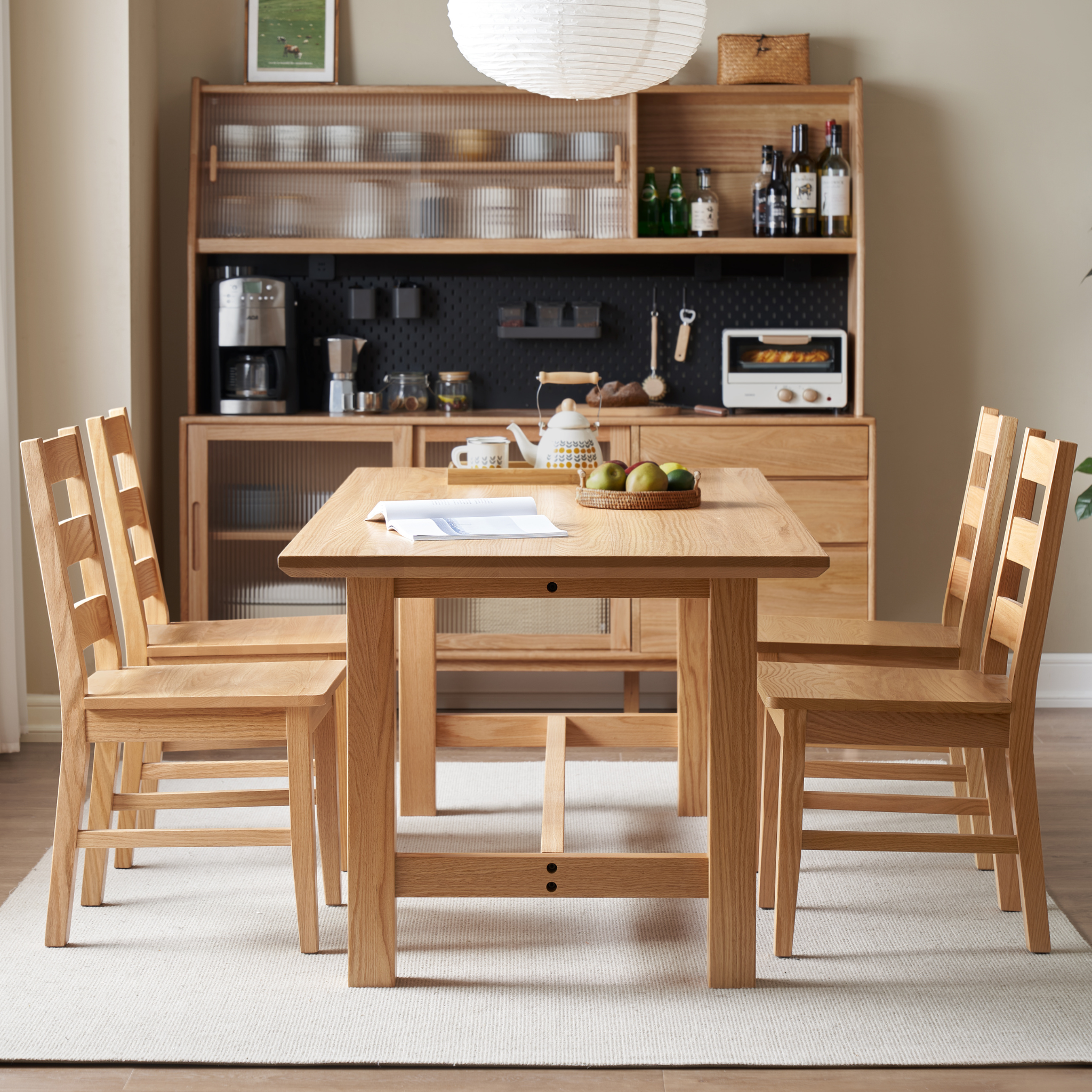 Solidwood Radiant 6-Seater Dining Table, Oak, Natural Wood