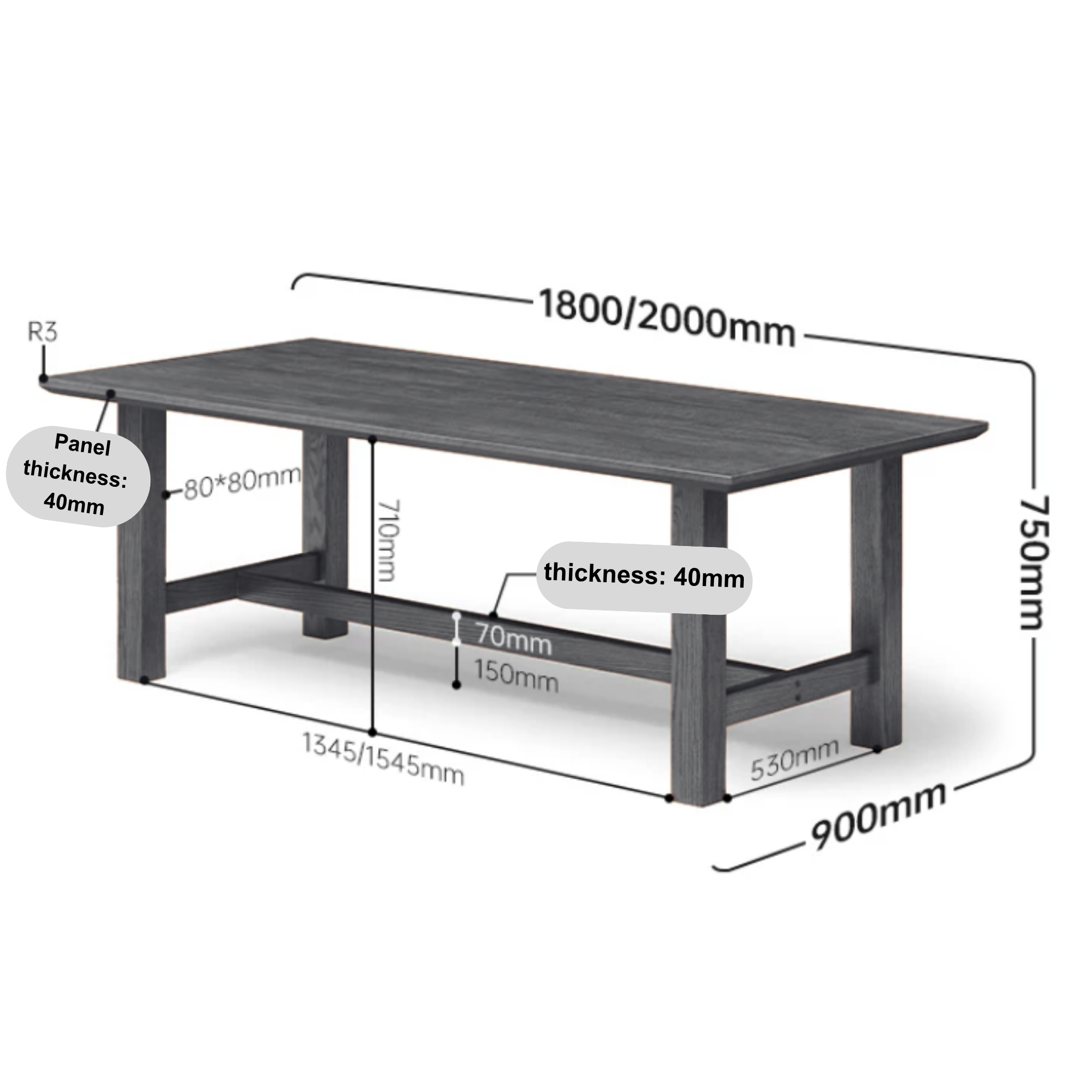 Solidwood Radiant 6-Seater Dining Table, Oak, Natural Wood