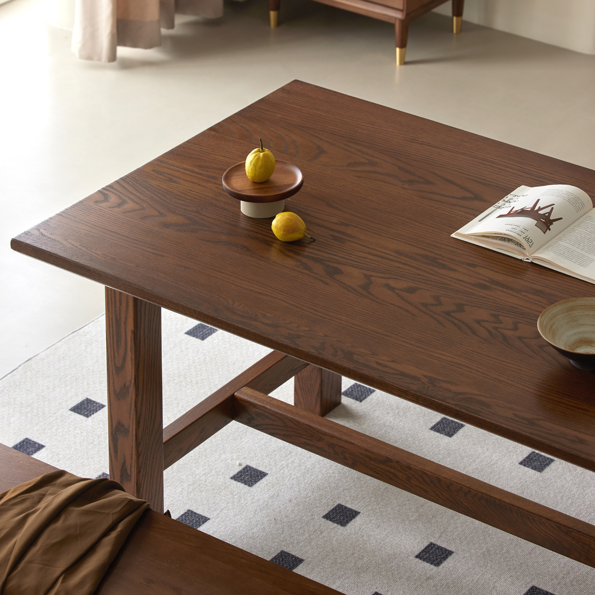 Solidwood Radiant 8-Seater Dining Table, Walnut Oak, Dark Wood