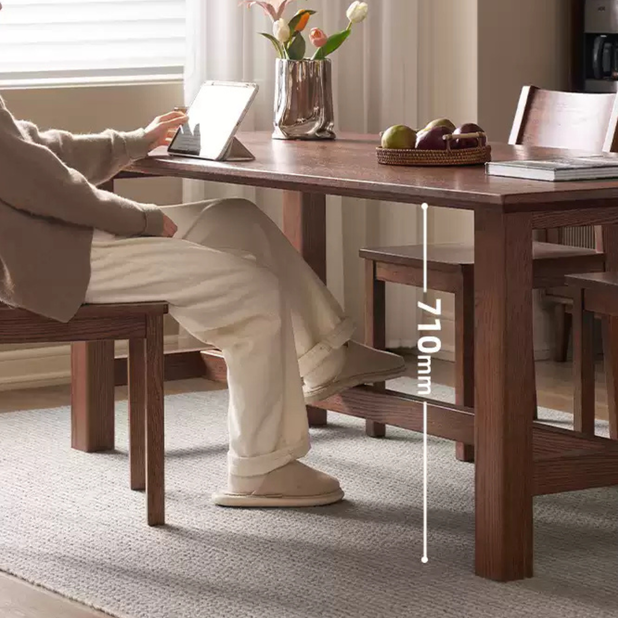 Solidwood Radiant 8-Seater Dining Table, Walnut Oak, Dark Wood
