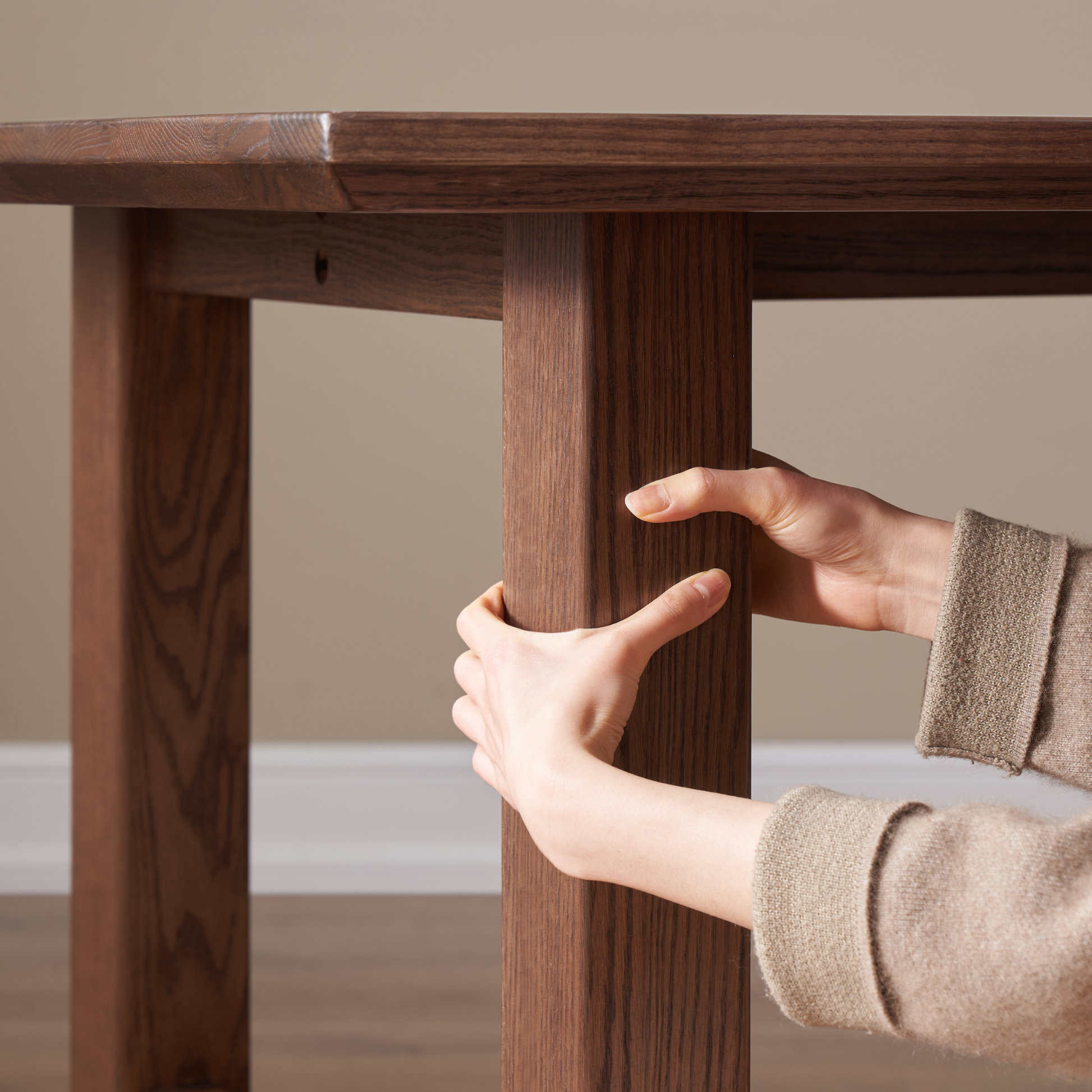 Solidwood Radiant 8-Seater Dining Table, Walnut Oak, Dark Wood