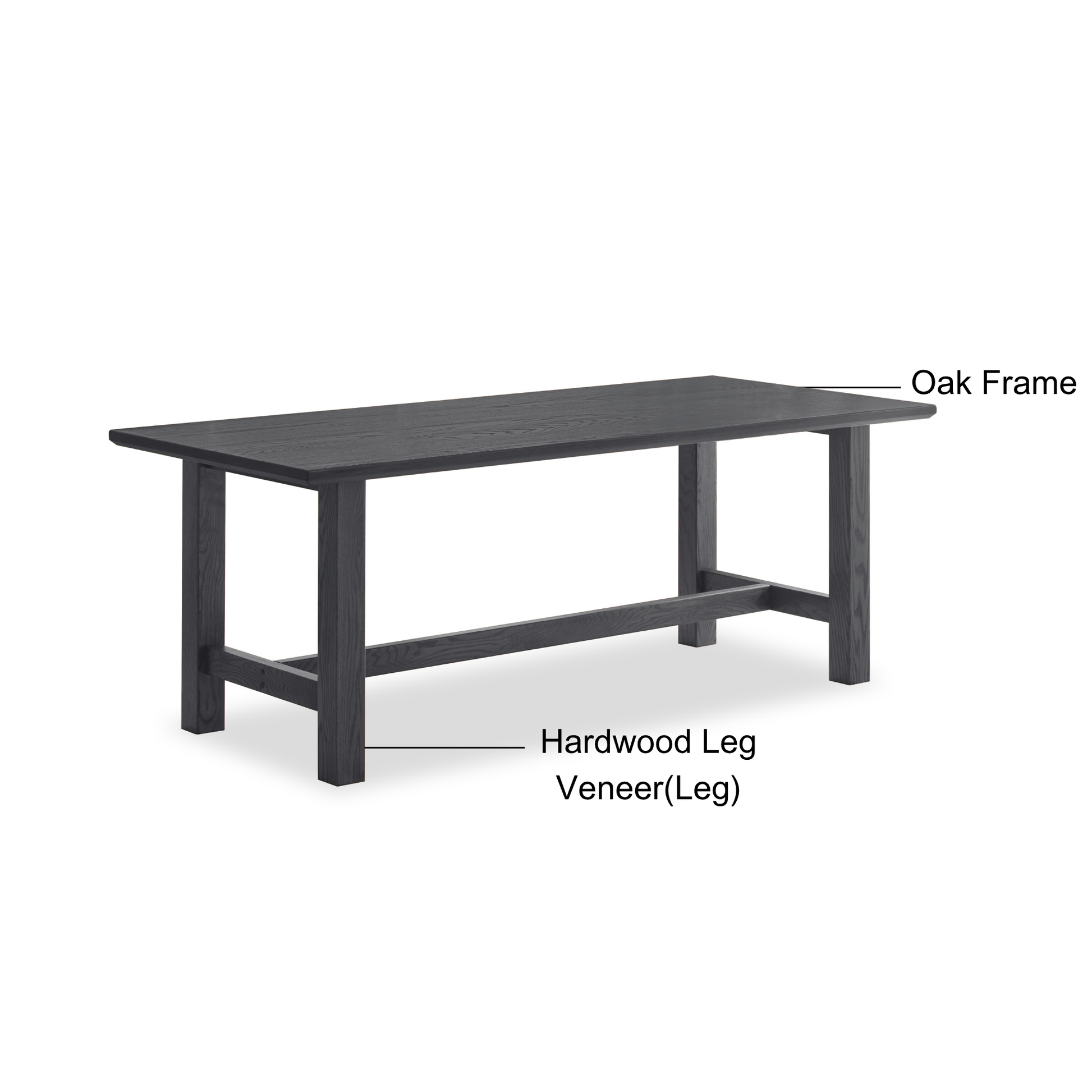 Solidwood Radiant 8-Seater Dining Table, Walnut Oak, Dark Wood