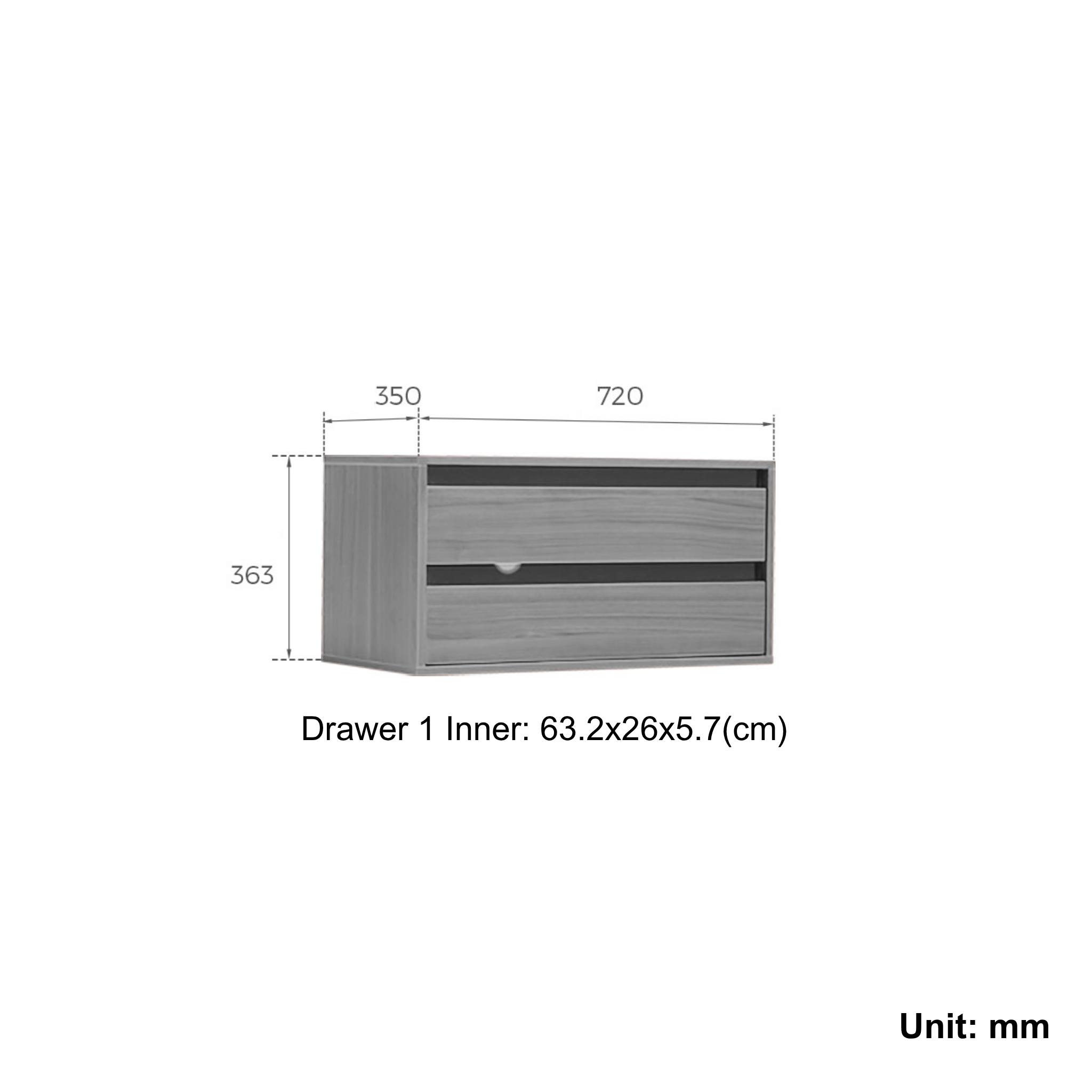 Linspire Forma 2 Drawers Module, Dark Wood