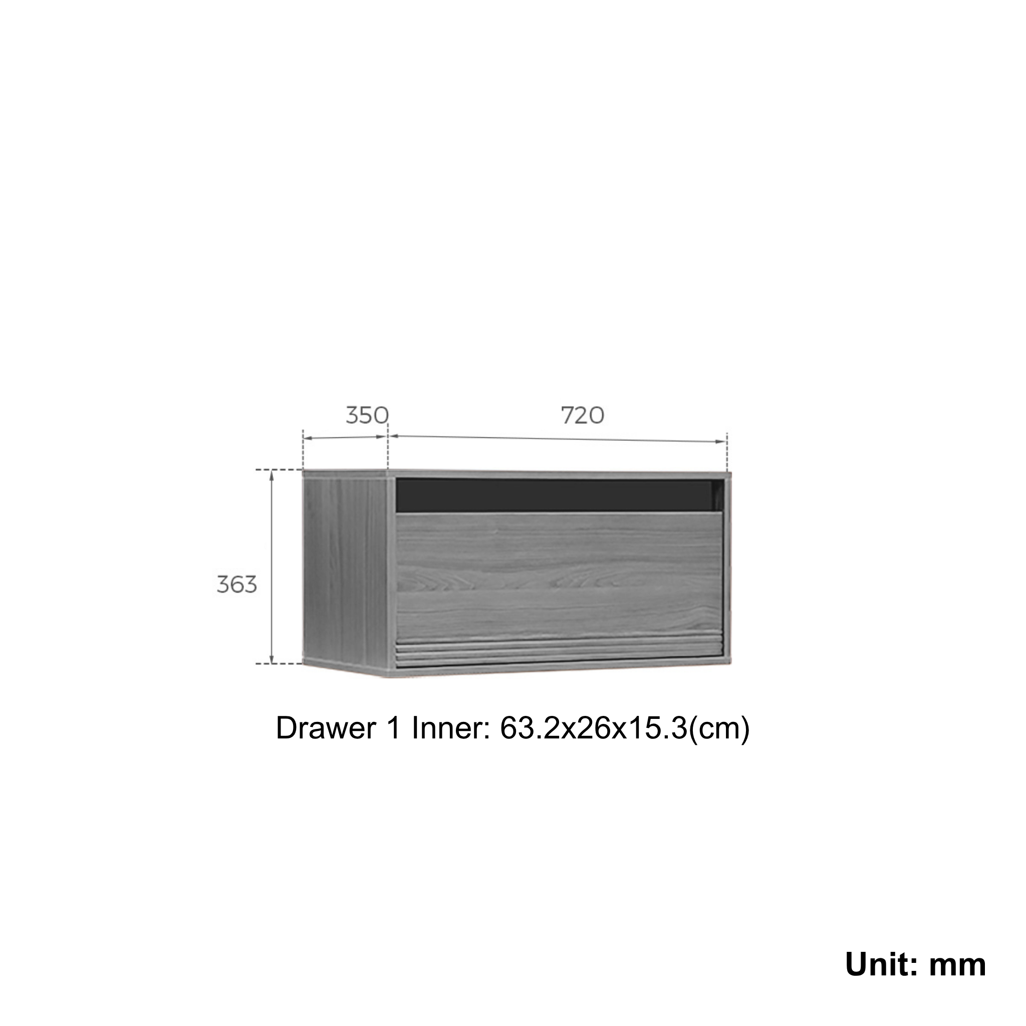 Linspire Forma 1 Drawer Module, Dark Wood