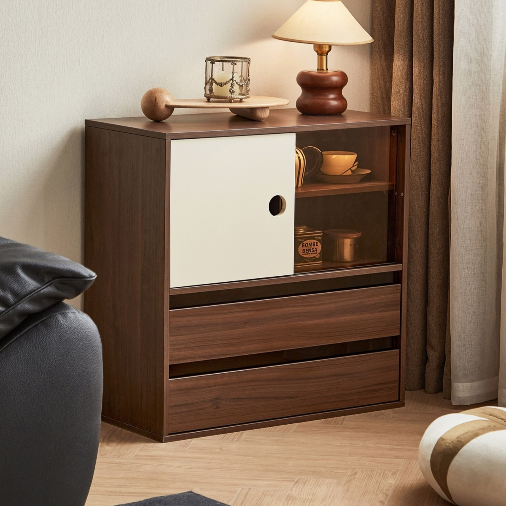 Linspire Forma Display Cabinet, Dark Wood