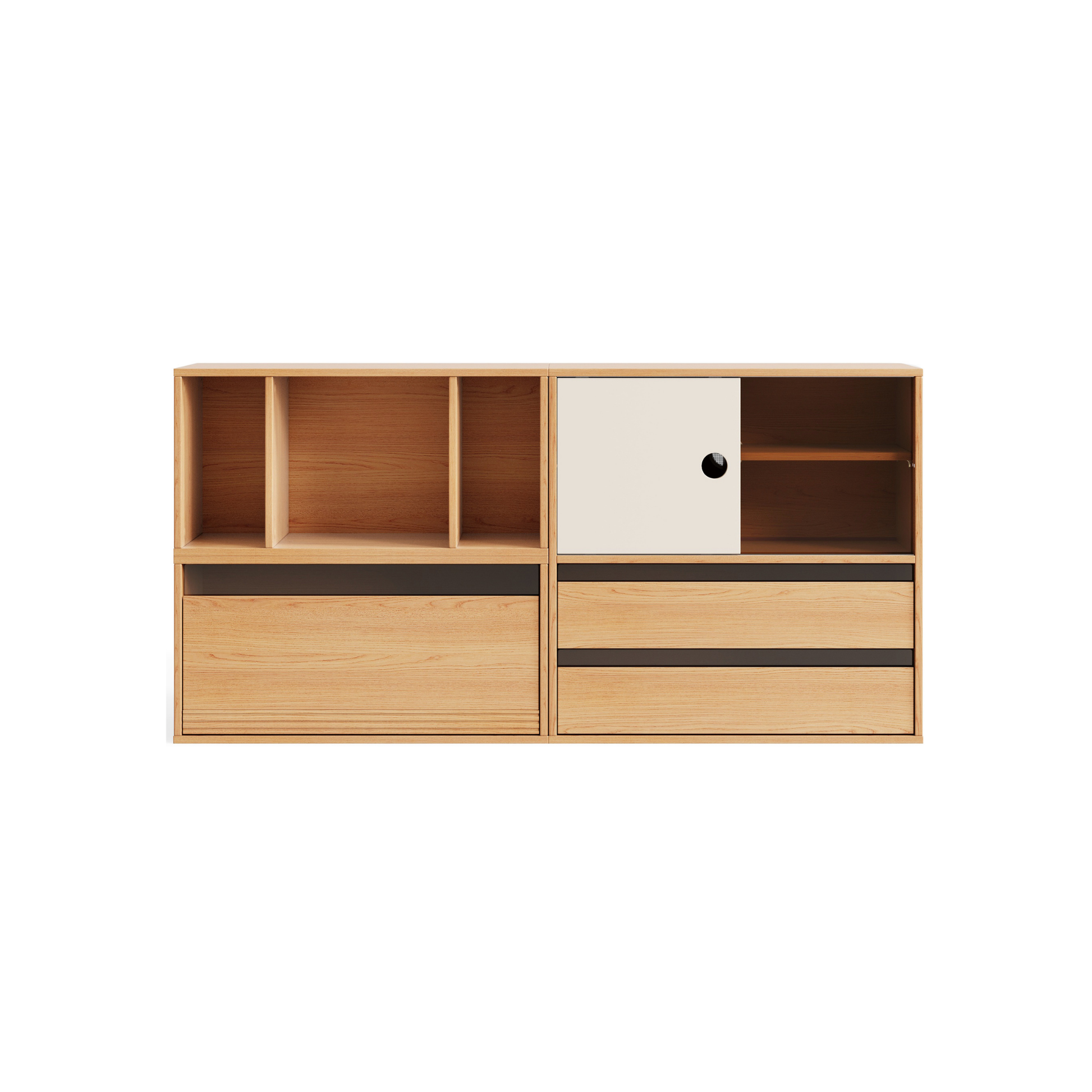 Linspire Forma Set of 3 Modular Display Cabinet, Natural Wood