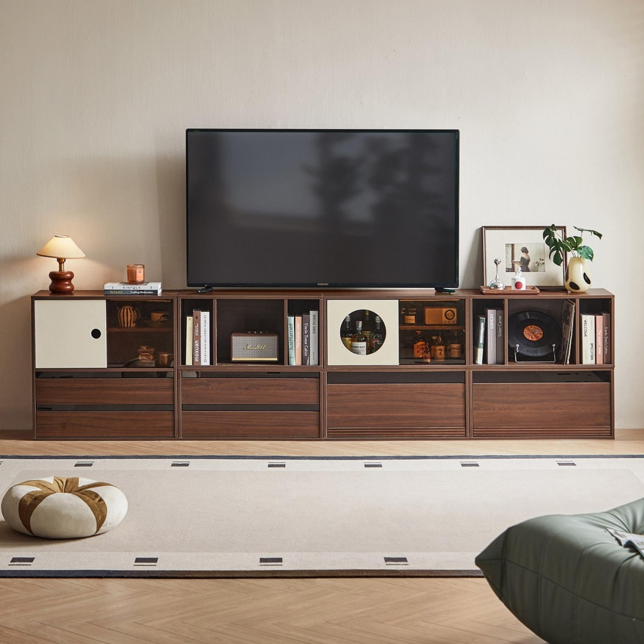 Linspire Forma Set of 7 Modular Display Cabinet, Dark Wood