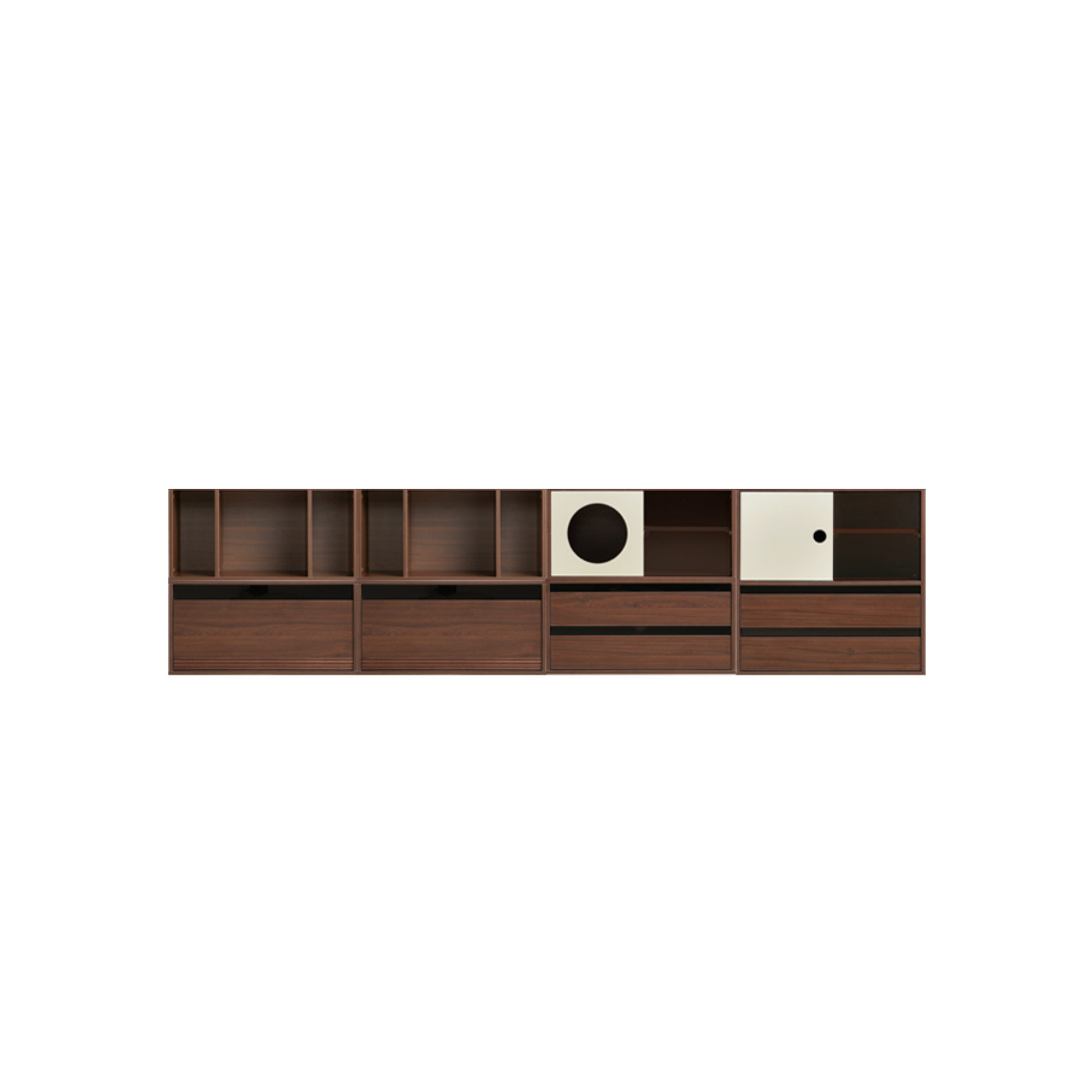 Linspire Forma Set of 7 Modular Display Cabinet, Dark Wood