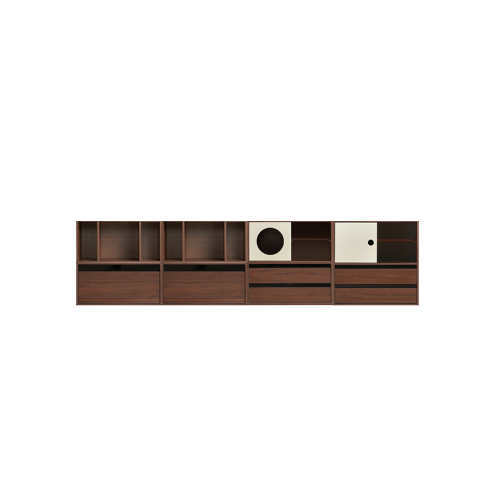 Linspire Forma Set of 7 Modular Display Cabinet, Dark Wood
