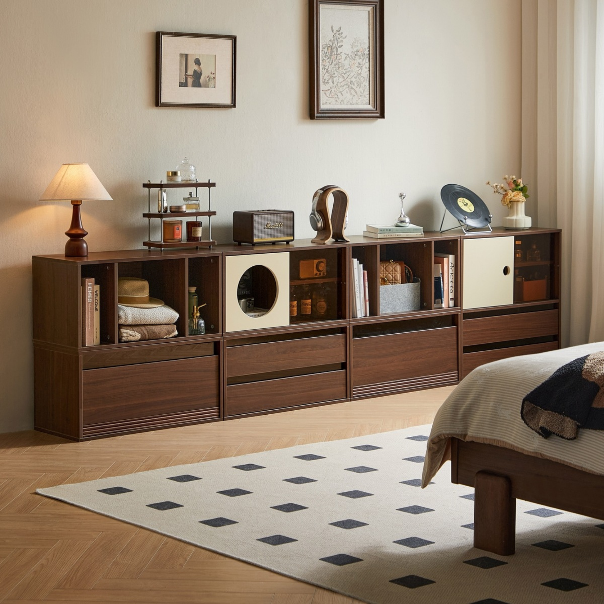Linspire Forma Set of 7 Modular Display Cabinet, Dark Wood