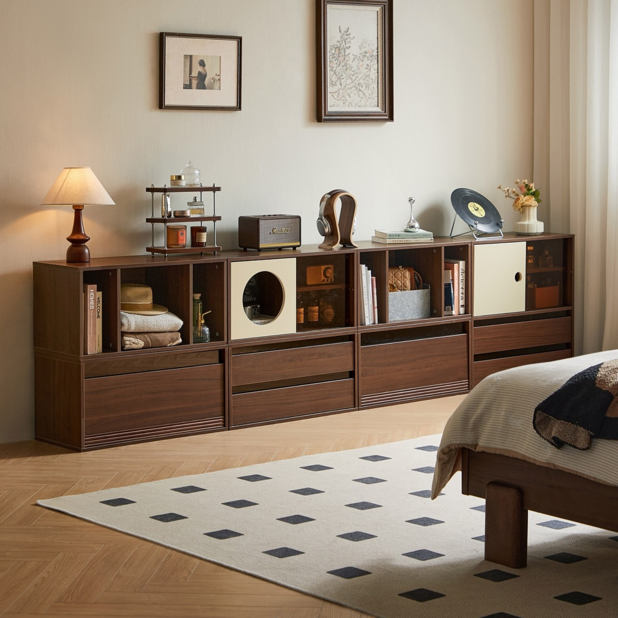 Linspire Forma Set of 7 Modular Display Cabinet, Dark Wood
