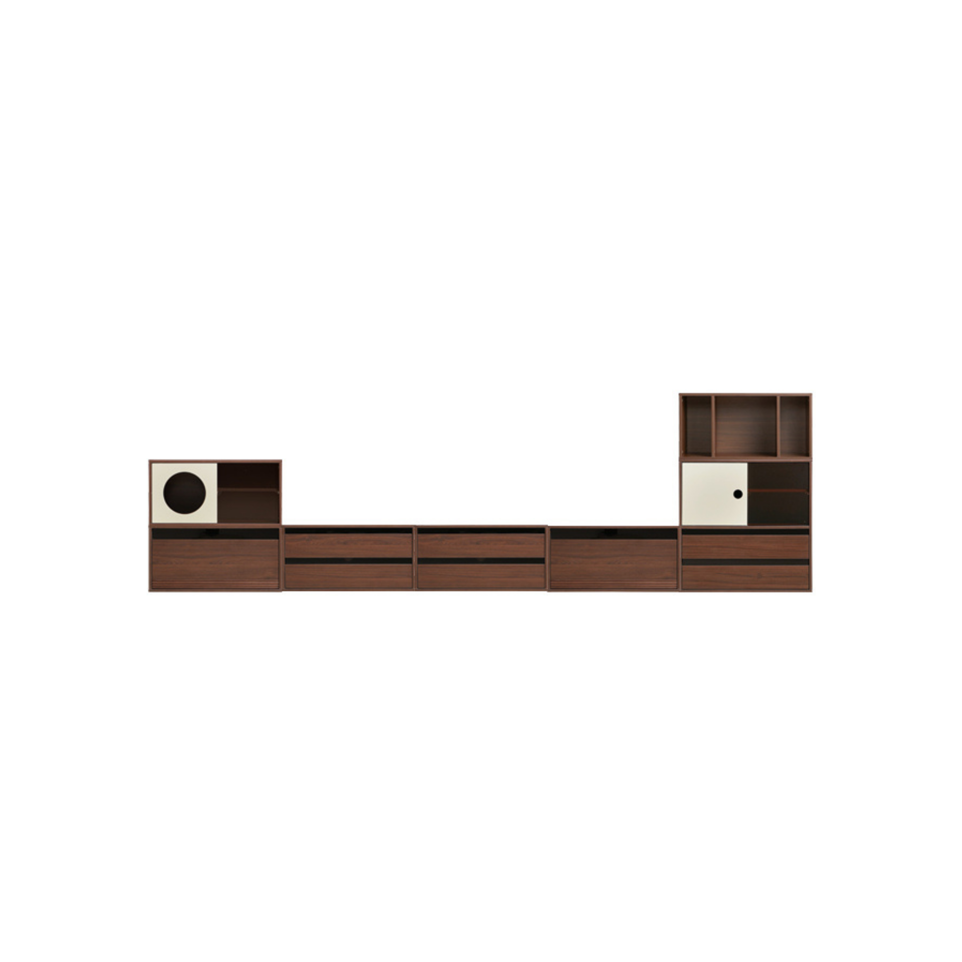 Linspire Forma Set of 7 Modular Entertainment Unit, Dark Wood