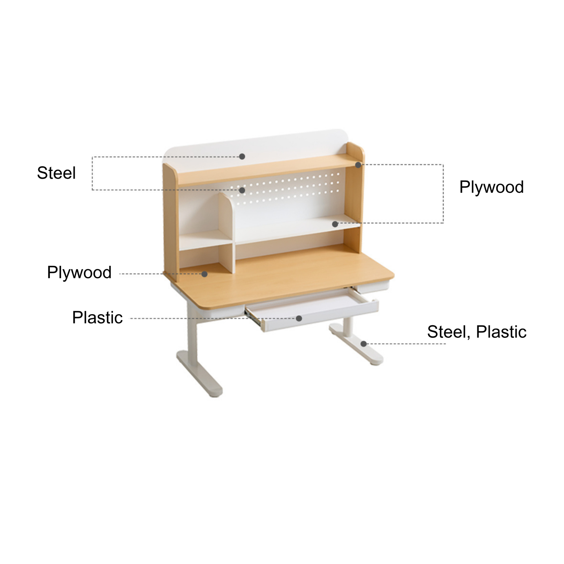 Linspire Bud Kids Desk, Natural Wood & Off-White