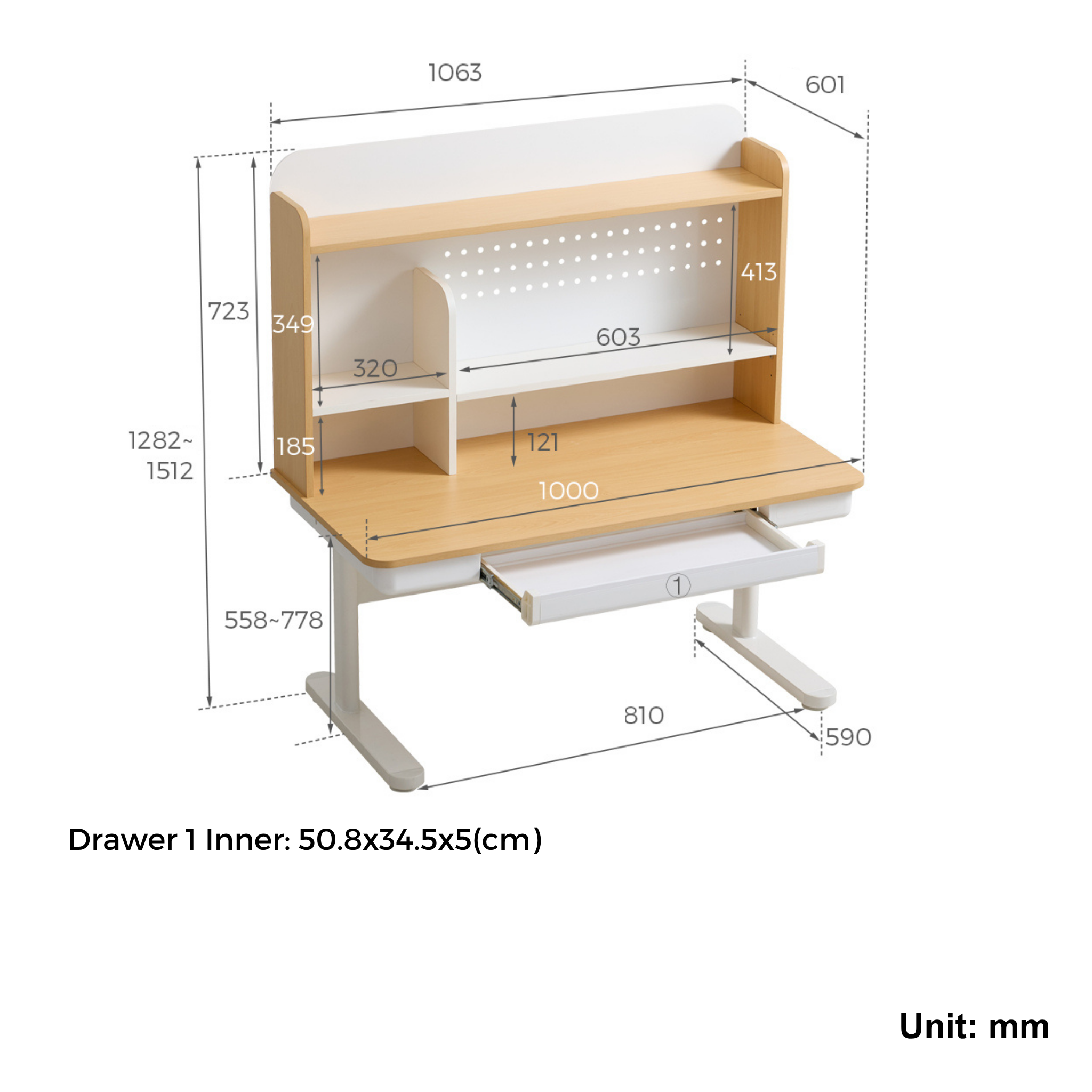 Linspire Bud Kids Desk, Natural Wood & Off-White