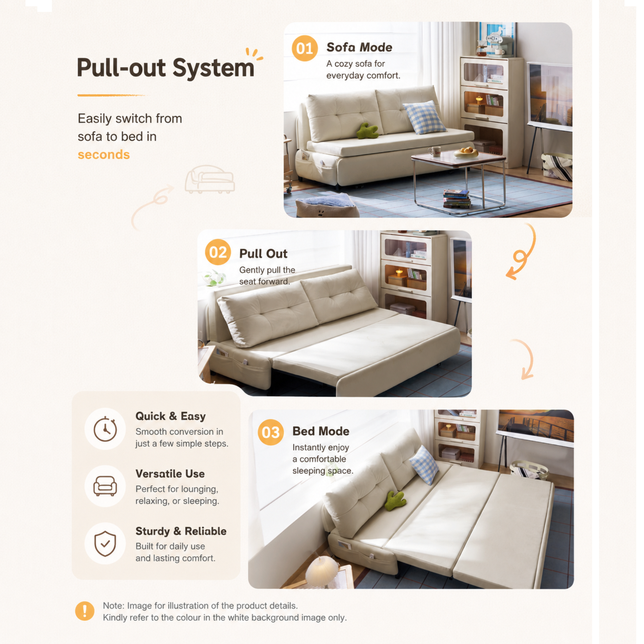 Linspire Don 2-Seater Sofa Bed, Pet-Friendly