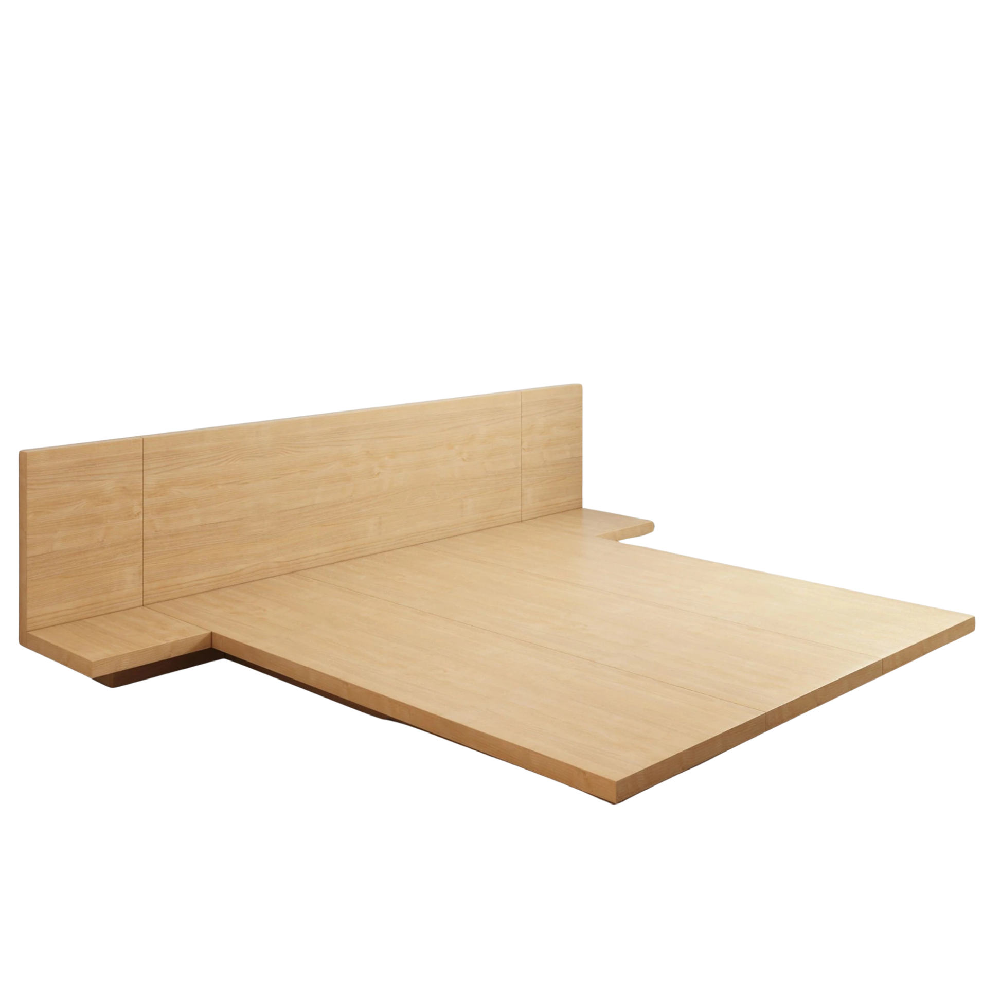 Loft Japandi Platform Bed Frame and Mattress Set with 2 Bedside Tables, NZ Queen