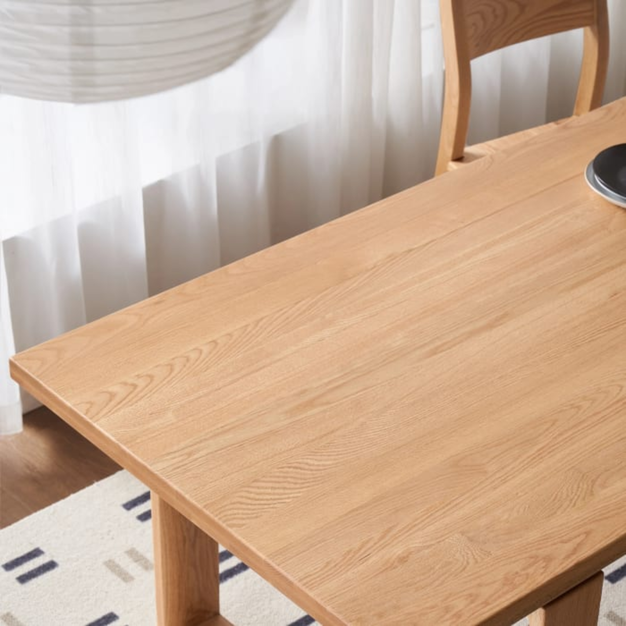Solidwood Hemura Dining Table with 4 Wishbone Chairs Set, 180x85cm