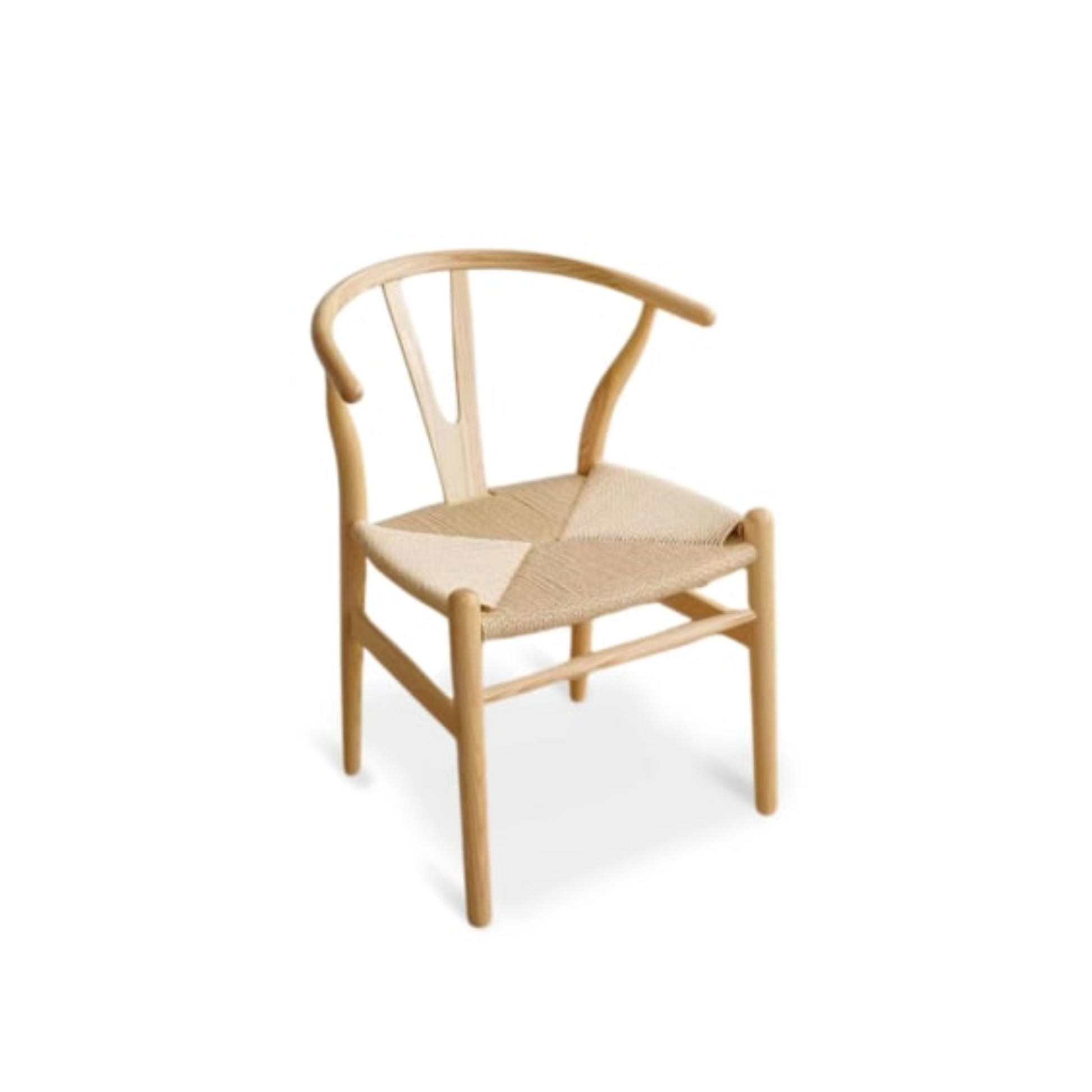 Solidwood Hemura Dining Table with 4 Wishbone Chairs Set, 180x85cm
