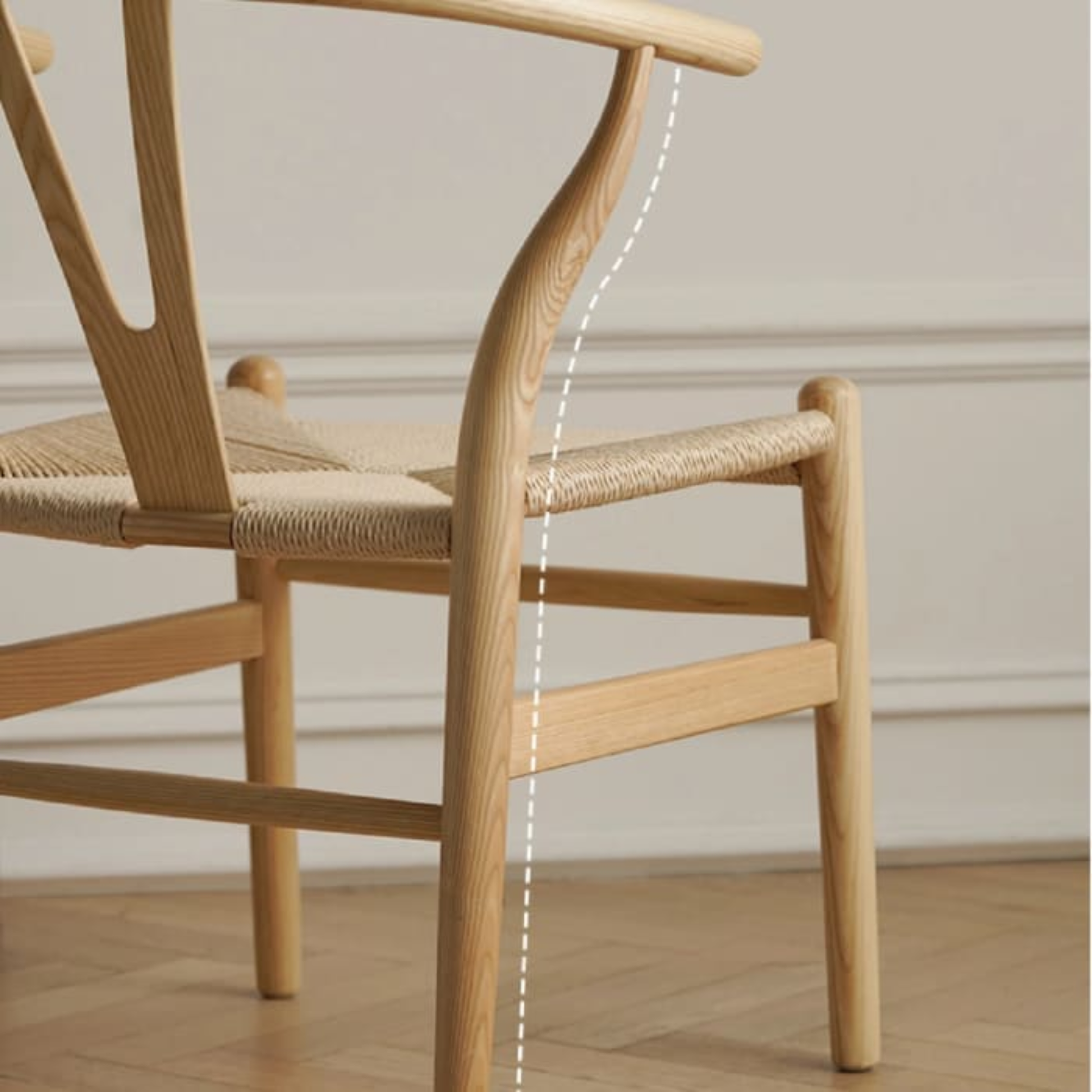 Solidwood Hemura Dining Table with 4 Wishbone Chairs Set, 180x85cm
