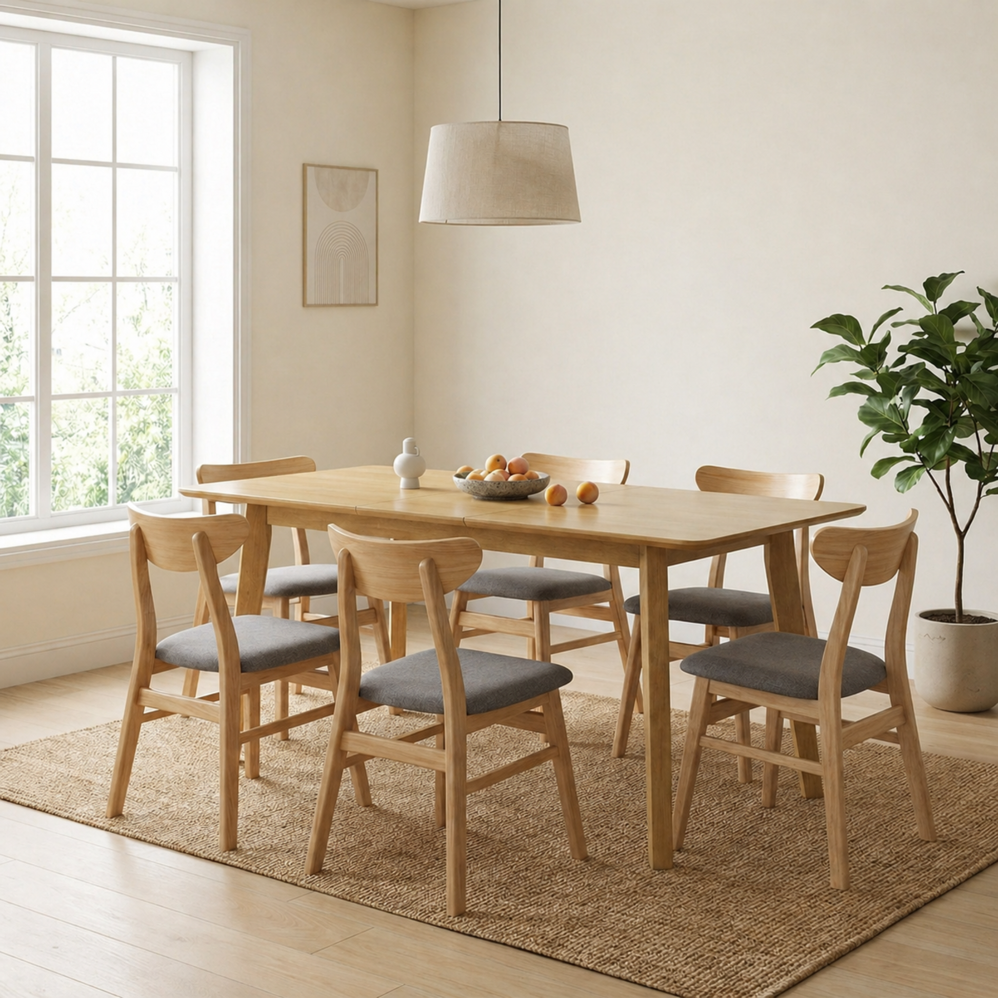 Loft Hansan Extendable Dining Table Set with 6 Chairs
