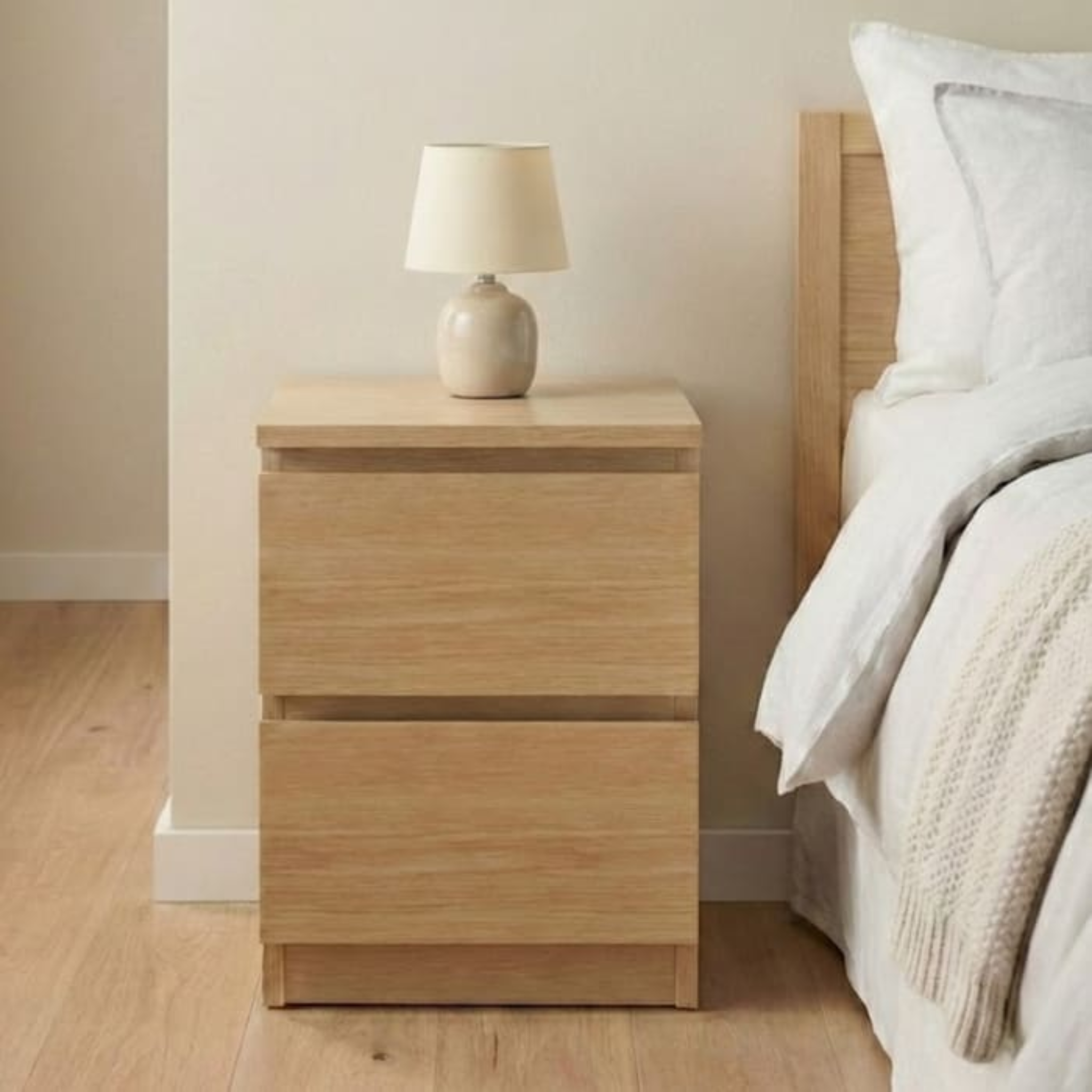 Loft Ensio 3PCS Bedroom Set, 6-Drawer Lowboy, Natural Wood