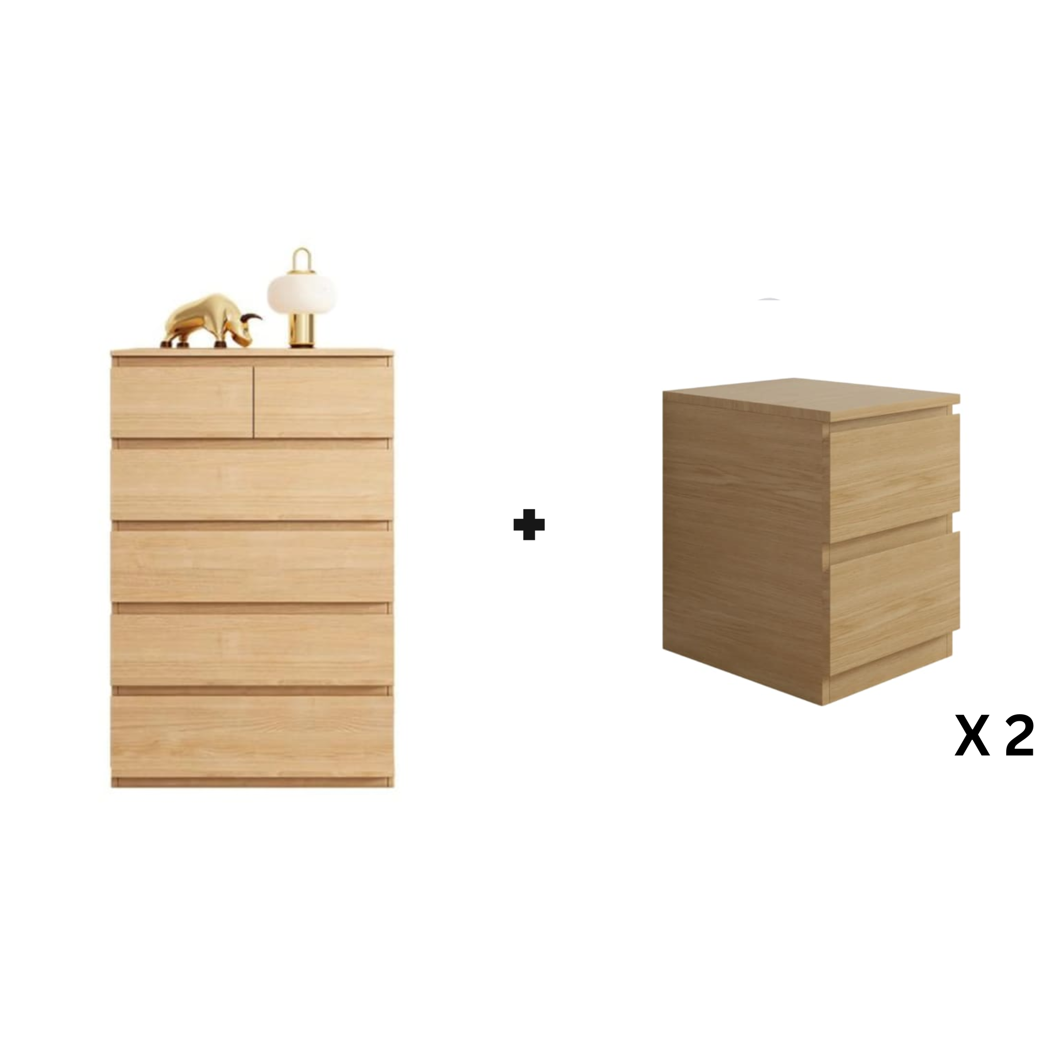 Loft Ensio 3PCS Bedroom Set, 6-Drawer Tallboy