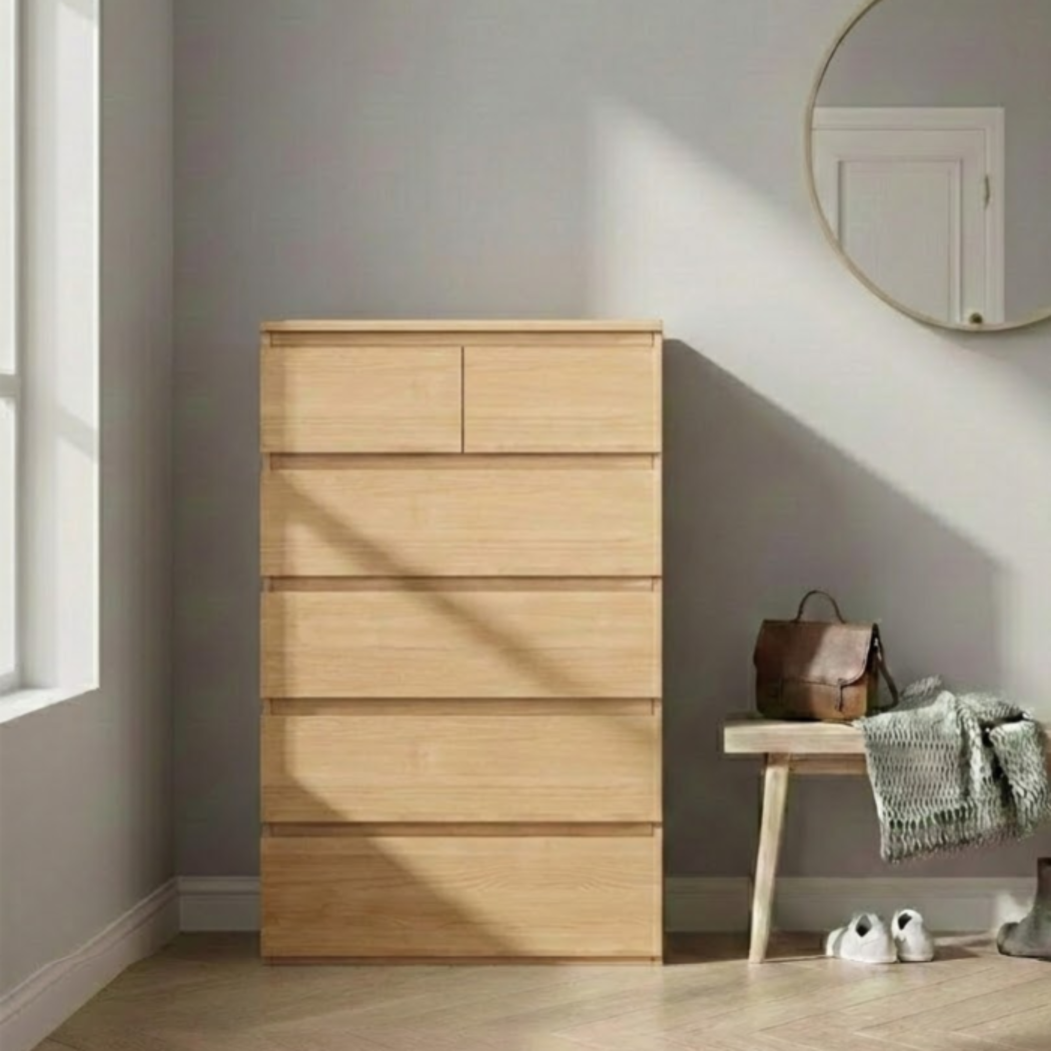 Loft Ensio 3PCS Bedroom Set, 6-Drawer Tallboy