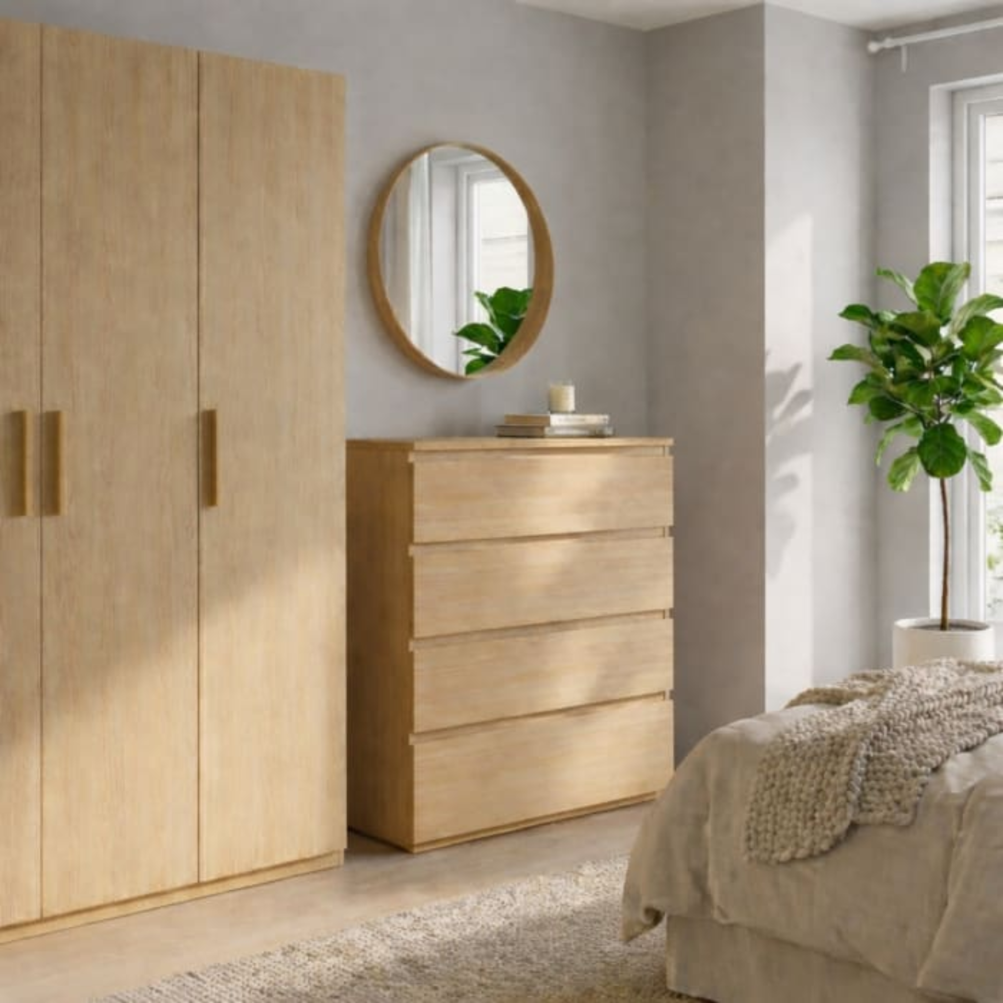 Loft Ensio 3PCS Bedroom Set, 4-Drawer Tallboy