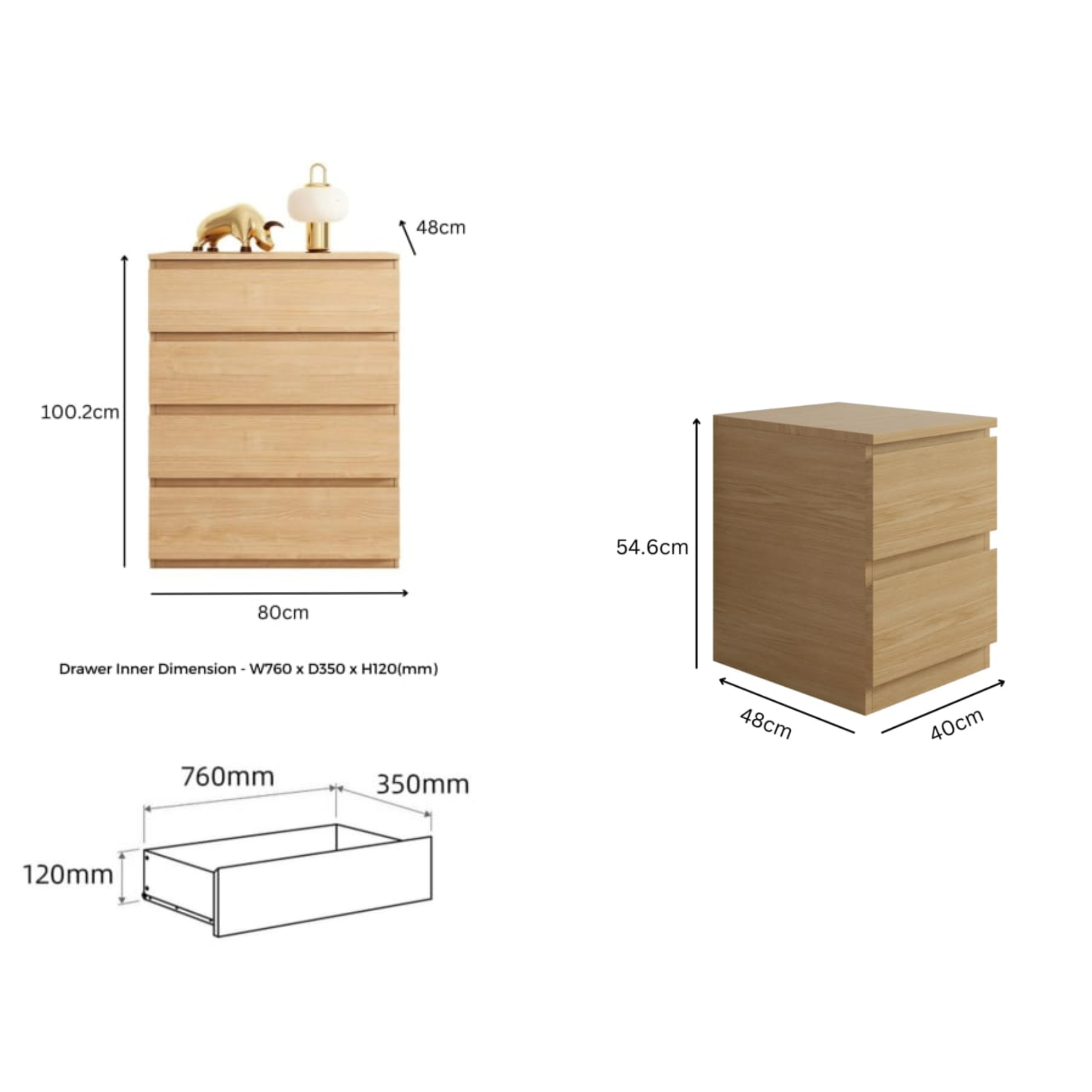 Loft Ensio 3PCS Bedroom Set, 4-Drawer Tallboy