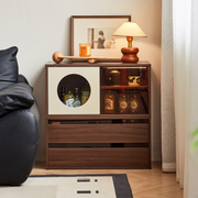 Linspire Forma Set of 2 Modular Display Cabinet with 2 Drawers, Dark Wood
