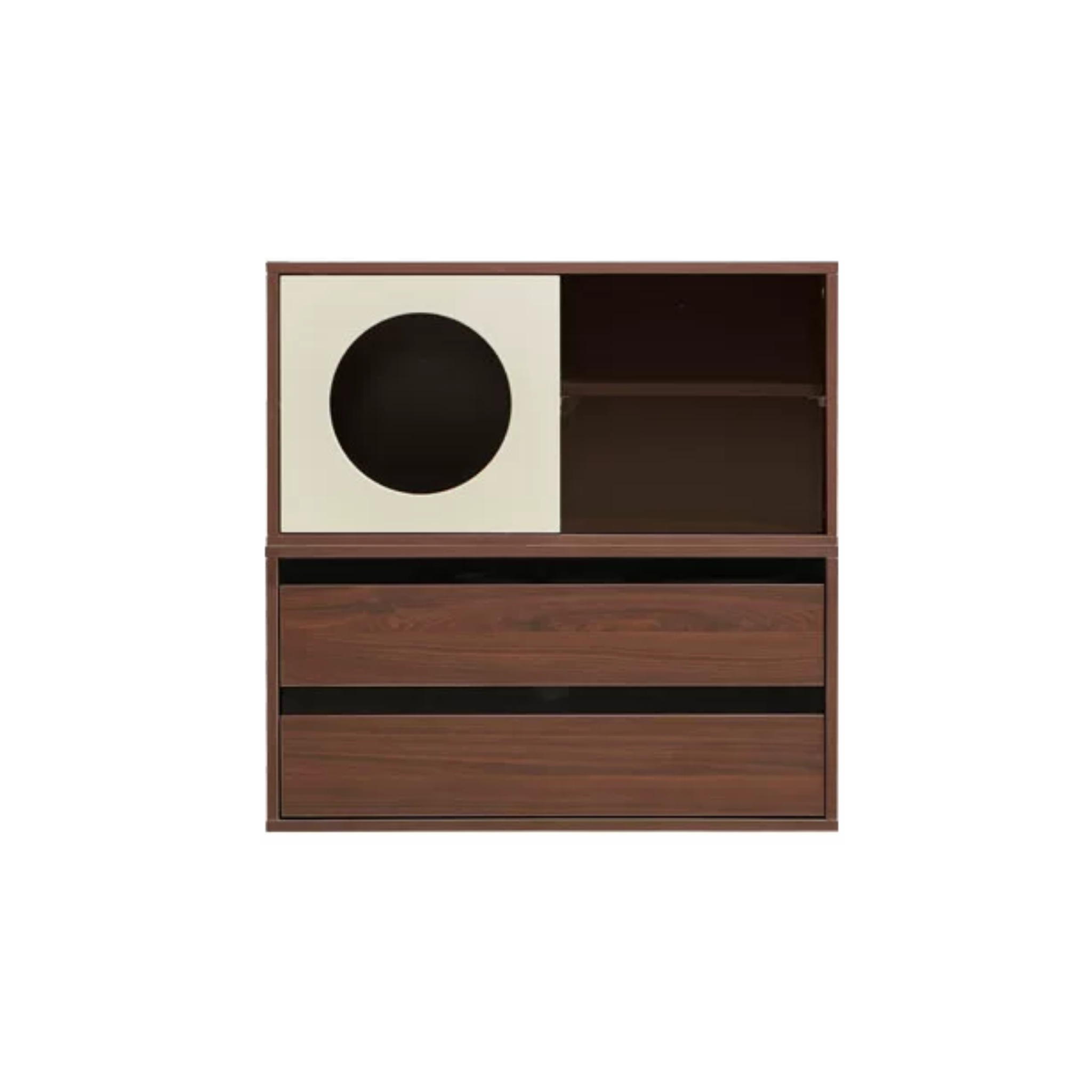 Linspire Forma Set of 2 Modular Display Cabinet with 2 Drawers, Dark Wood