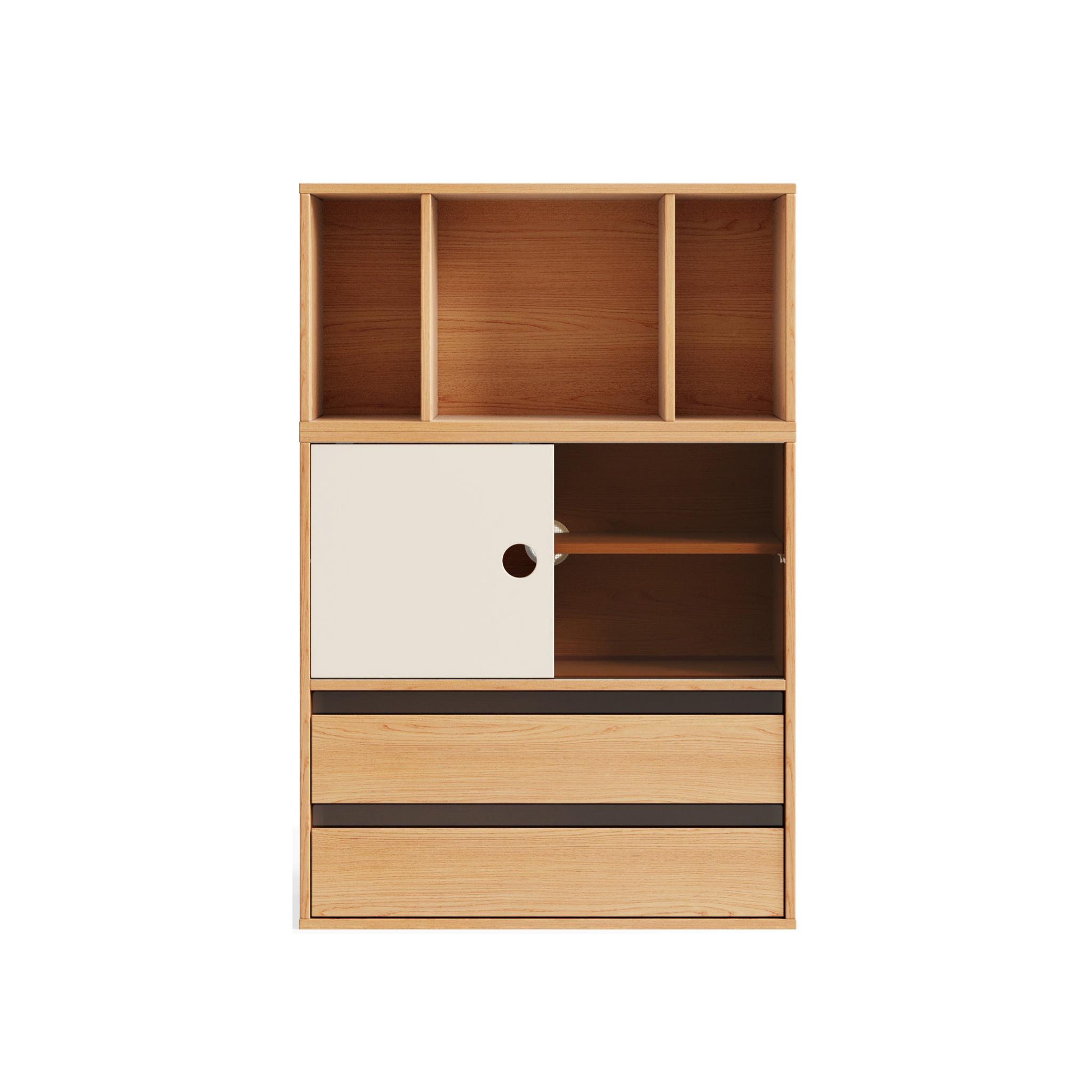 Linspire Forma Set of 2 Modular Display Cabinet with Shelf, Natural Wood