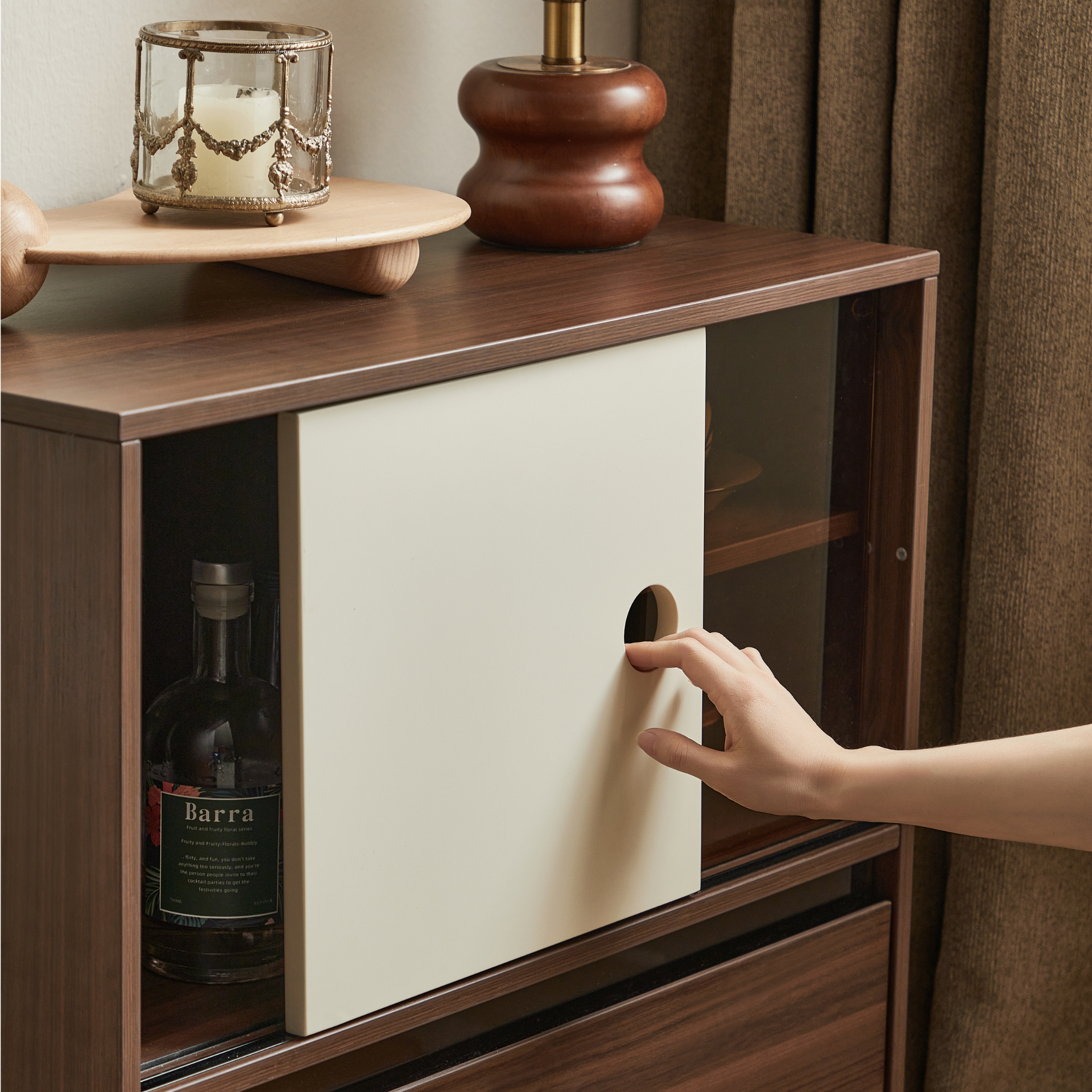 Linspire Forma Set of 2 Modular Display Cabinet with Shelf, Dark Wood