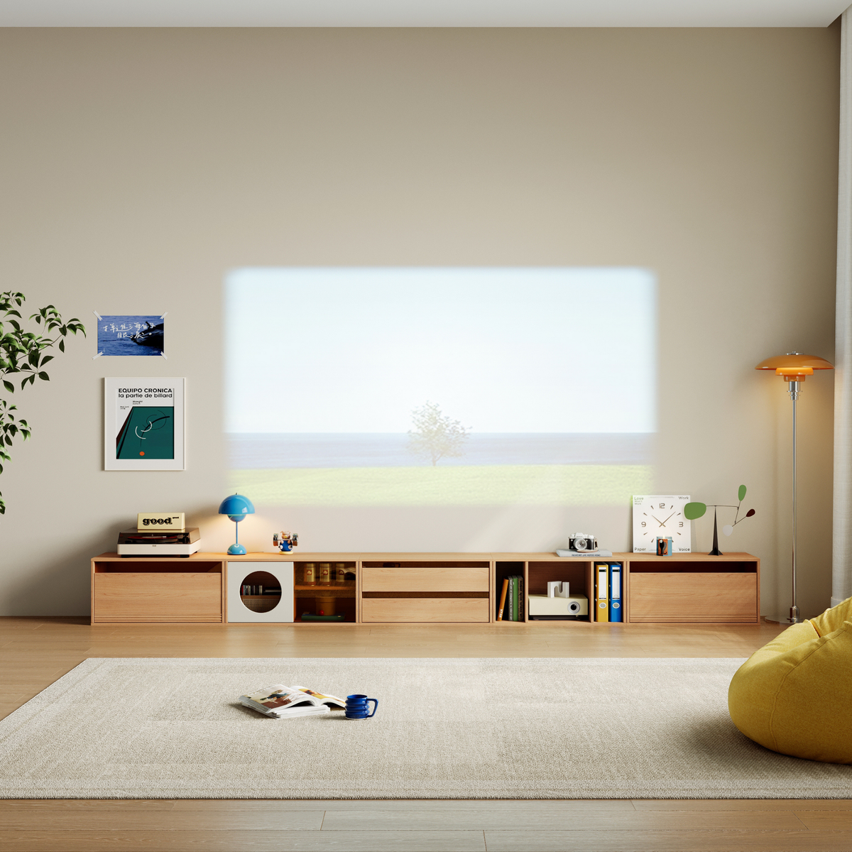 Linspire Forma Set of 5 Modular Entertainment Unit, Natural Wood