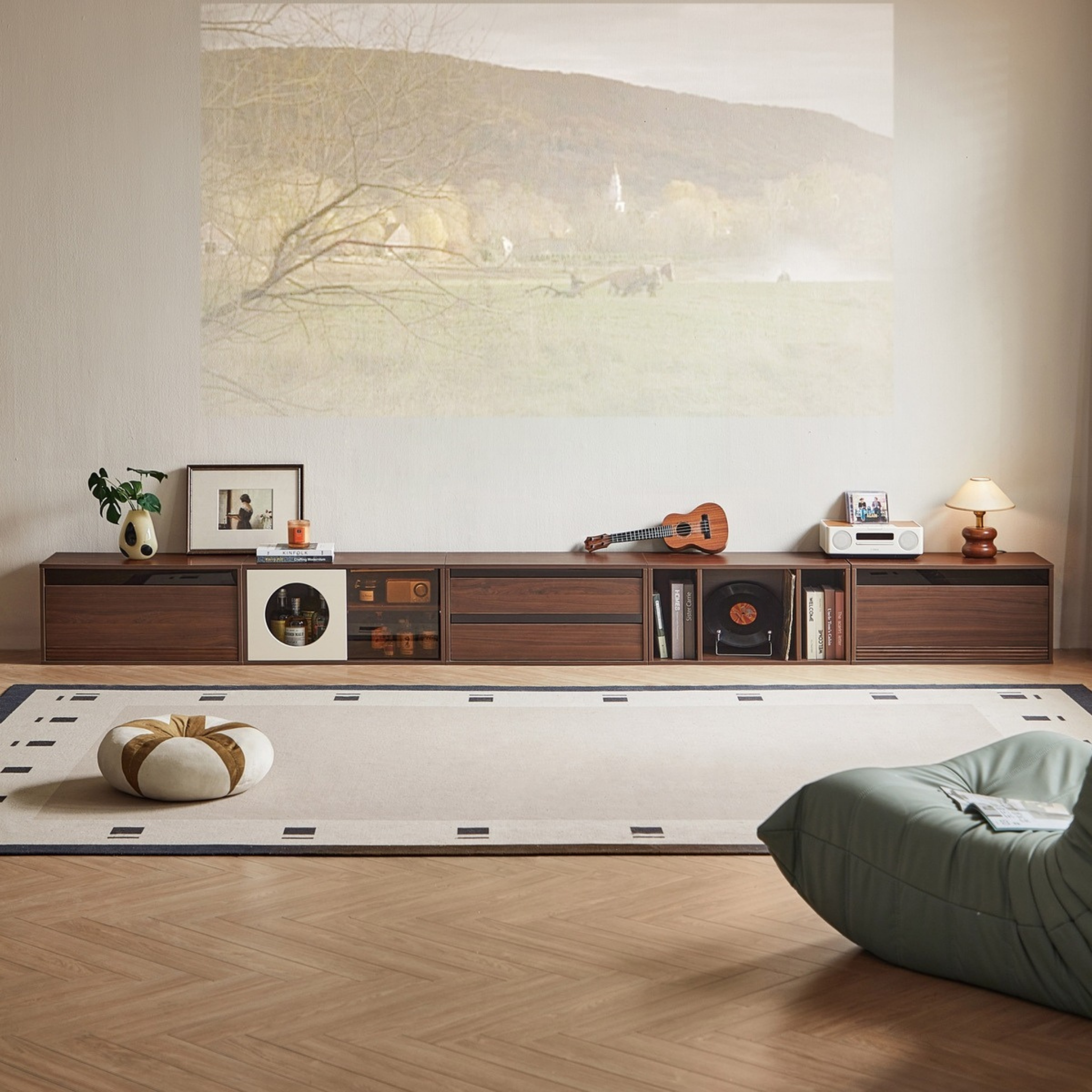 Linspire Forma Set of 5 Modular Entertainment Unit, Dark Wood