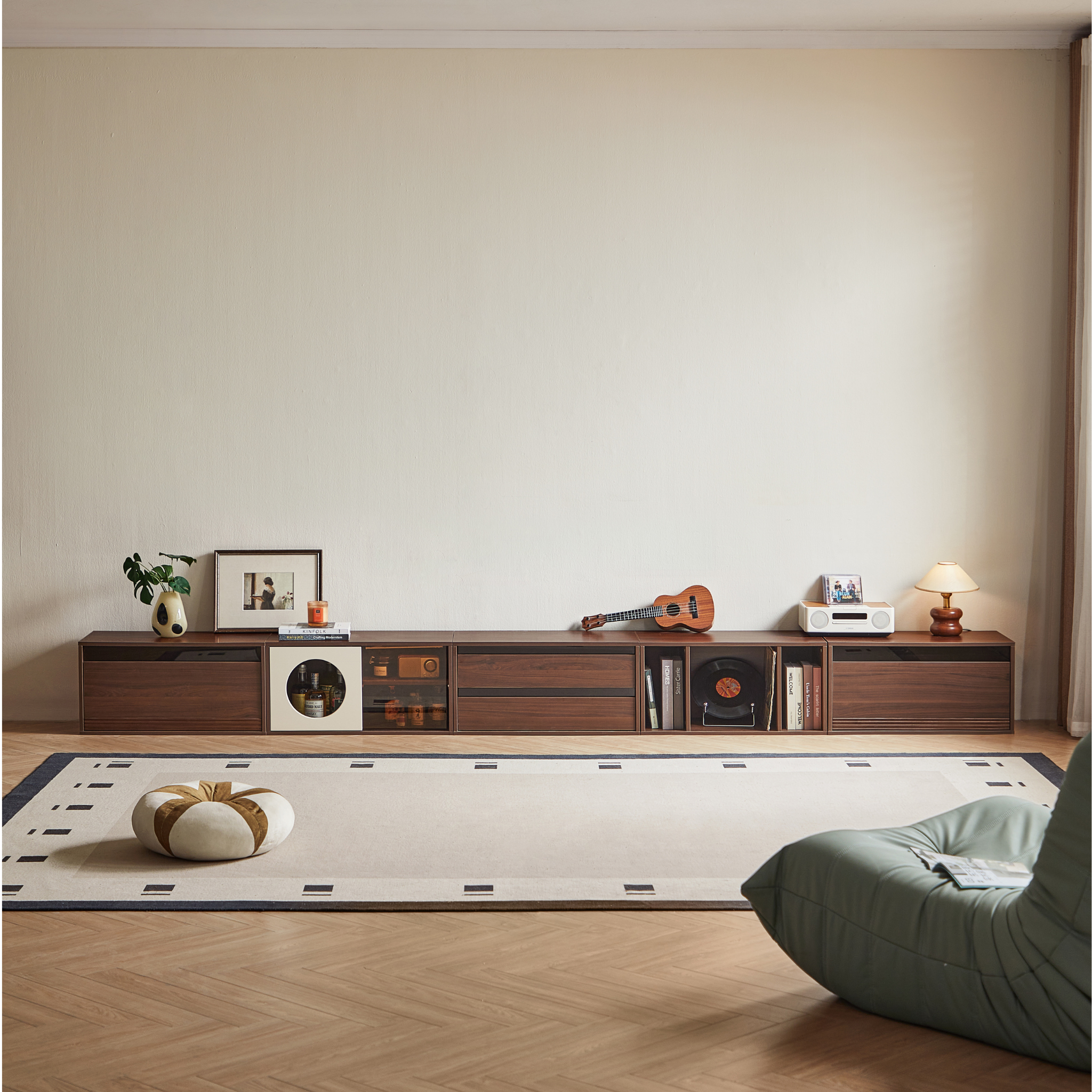 Linspire Forma Set of 5 Modular Entertainment Unit, Dark Wood