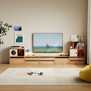 Linspire Forma Set of 7 Modular Entertainment Unit, Natural Wood