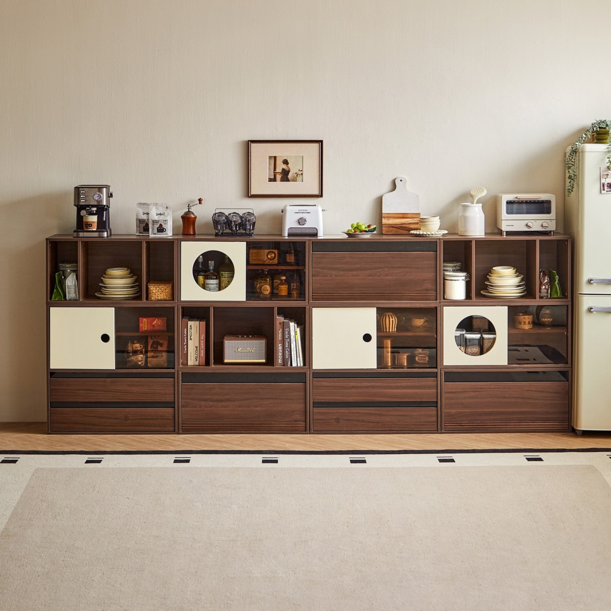 Linspire Forma Set of 10 Modular Display Cabinet, Dark Wood