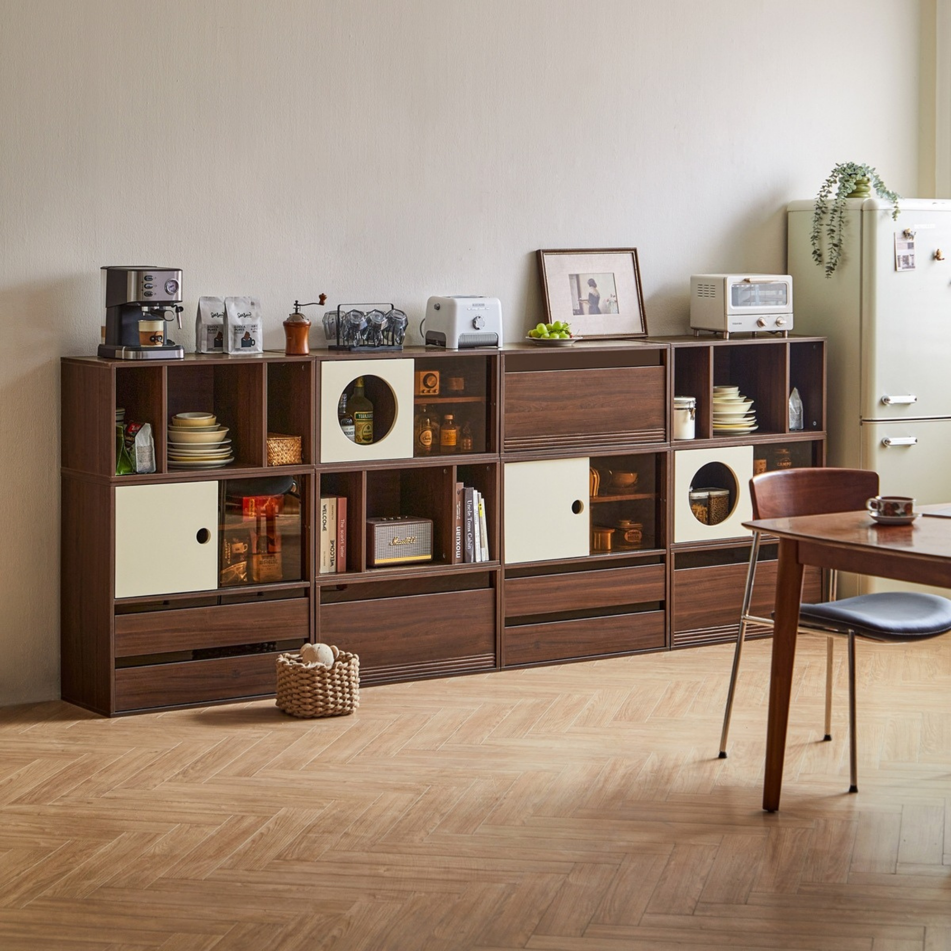Linspire Forma Set of 10 Modular Display Cabinet, Dark Wood