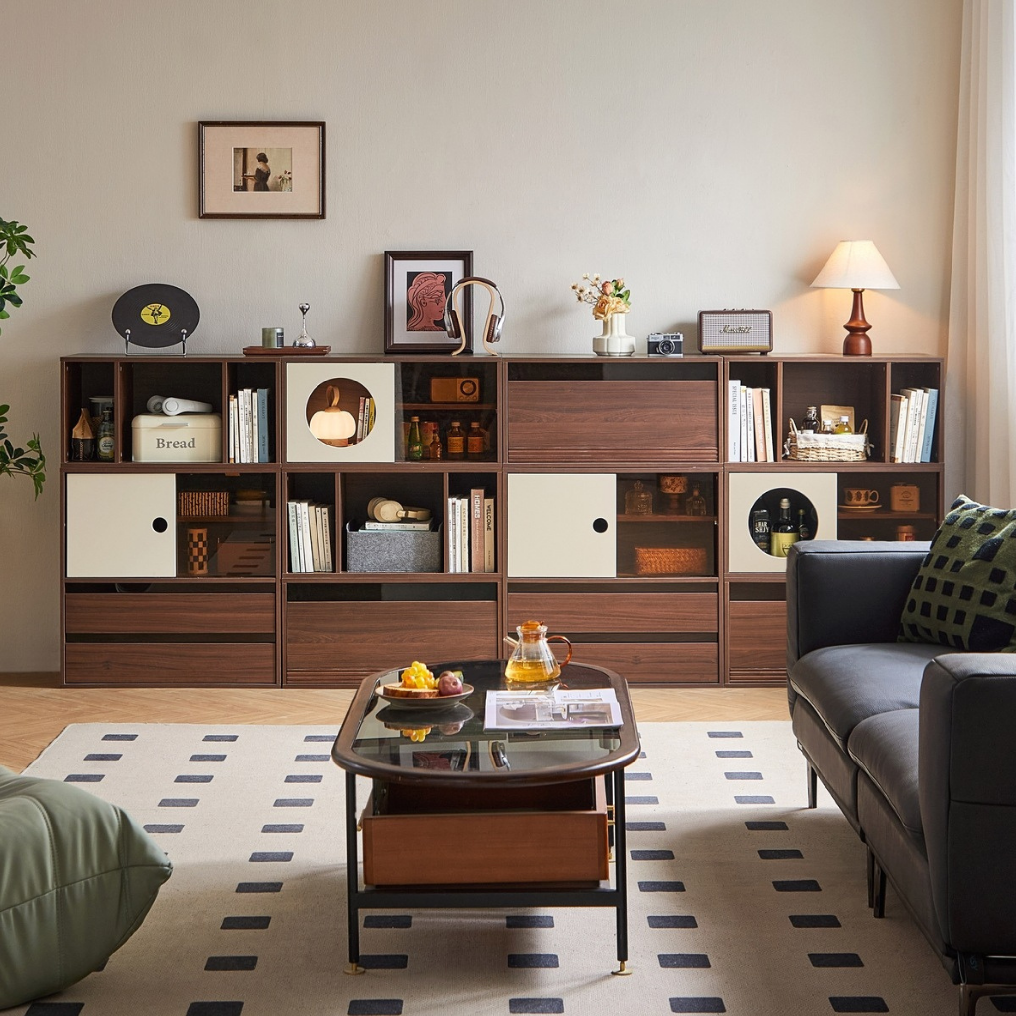 Linspire Forma Set of 10 Modular Display Cabinet, Dark Wood